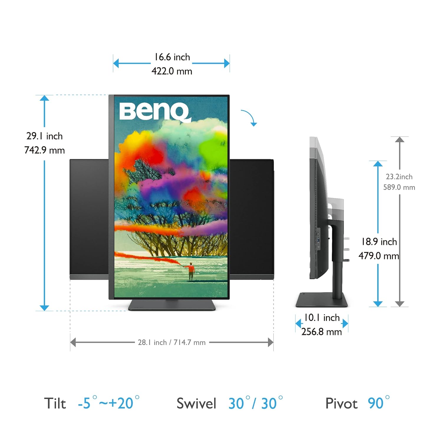 BenQ PD3205U 31.5" (80.01 cm) LCD 3840 x 2160 Pixels 4K Monitor, UHD, sRGB, Rec.709, HDR10, IPS, AQCOLOR Technology, Factory-Calibrated, Color Mode, Darkroom Mode,CAD/CAM Mode,Hotkey Puck G2,KVM,Grey