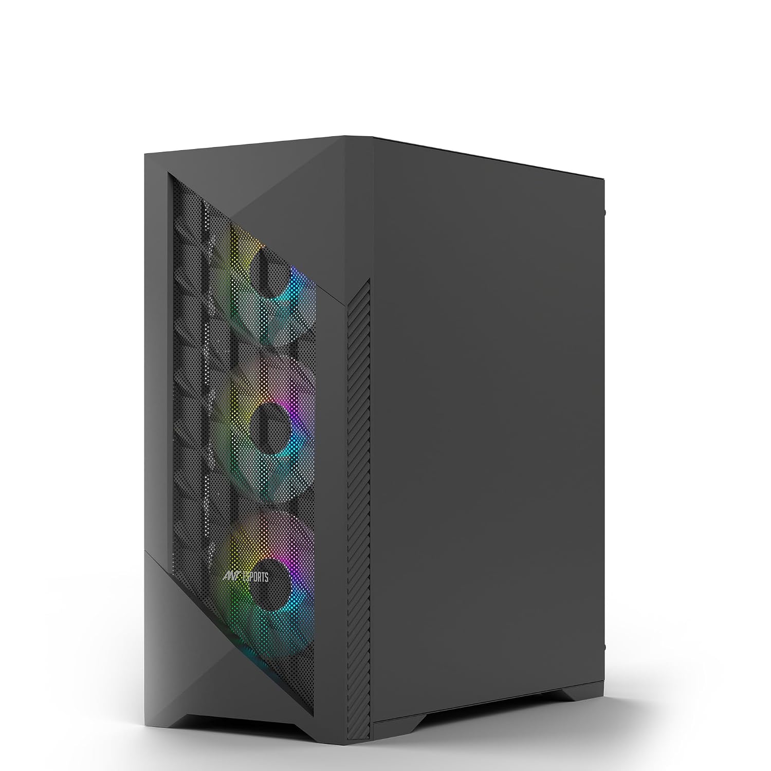 Ant Esports ICE- 270M 6F Mid-Tower Computer Case/Gaming Cabinet with Front Mesh Panel- Black | Support ATX, Micro-ATX, Mini-ITX | Pre-Installed 6 Static RGB Fans
