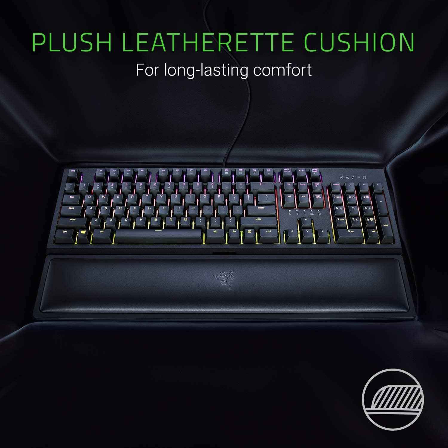 Razer RC21-01470200-R3M1 Plush Leatherette Wrist Rest Cushion for Full-Sized Keyboards - Black