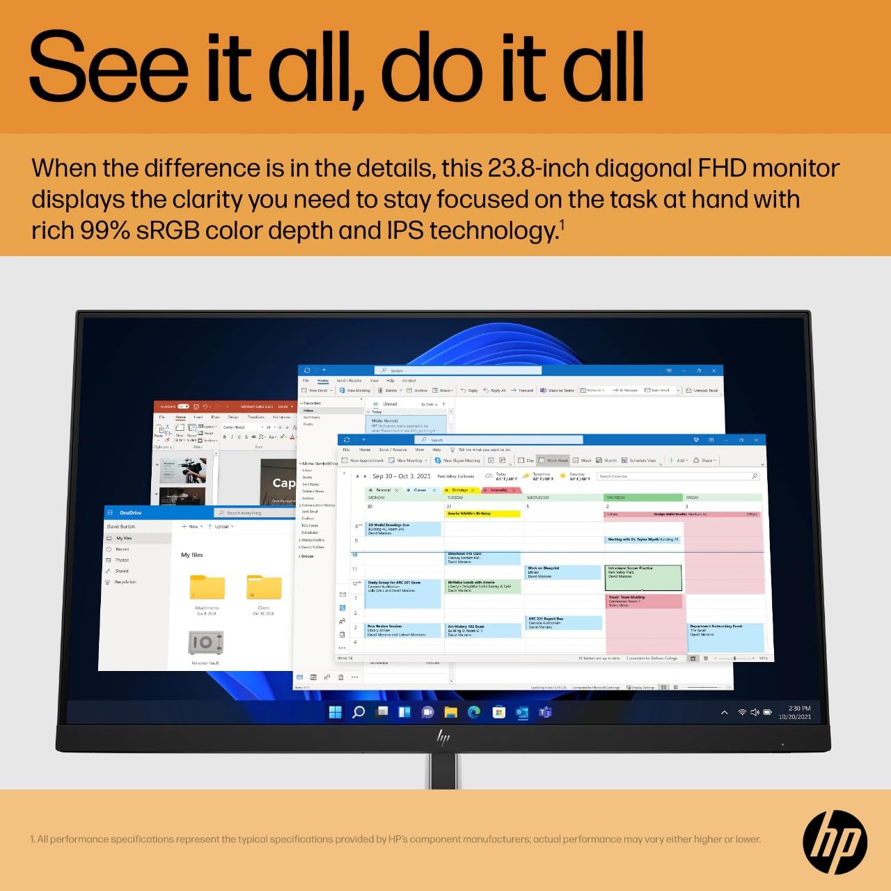 HP E24 G5 23.8" Full HD LCD Monitor - 16:9-24" Class - in-Plane Switching (IPS) Technology - Edge LED Backlight - 1920 x 1080-250 Nit - 5 ms - 75 Hz Refresh Rate - HDMI - DisplayPort - U,Black