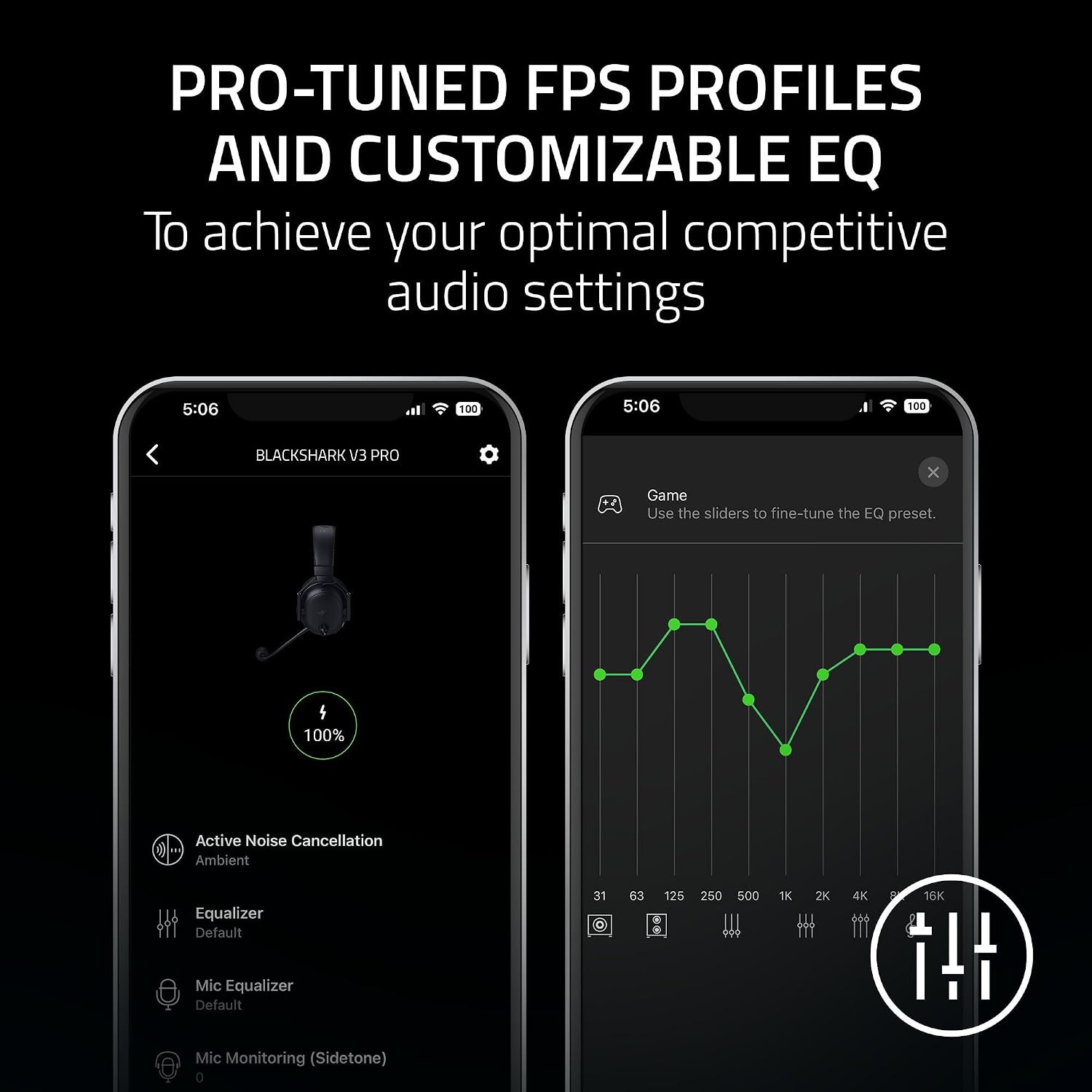 Razer BlackShark V3 Pro Wireless ANC Gaming Headset for PC, Black | Full Band Mic, 50mm Drivers, 2.4 GHz, Bluetooth, USB, 3.5mm, Works with Mac, PS5, Nintendo Switch, Smartphone, 70 Hr Battery
