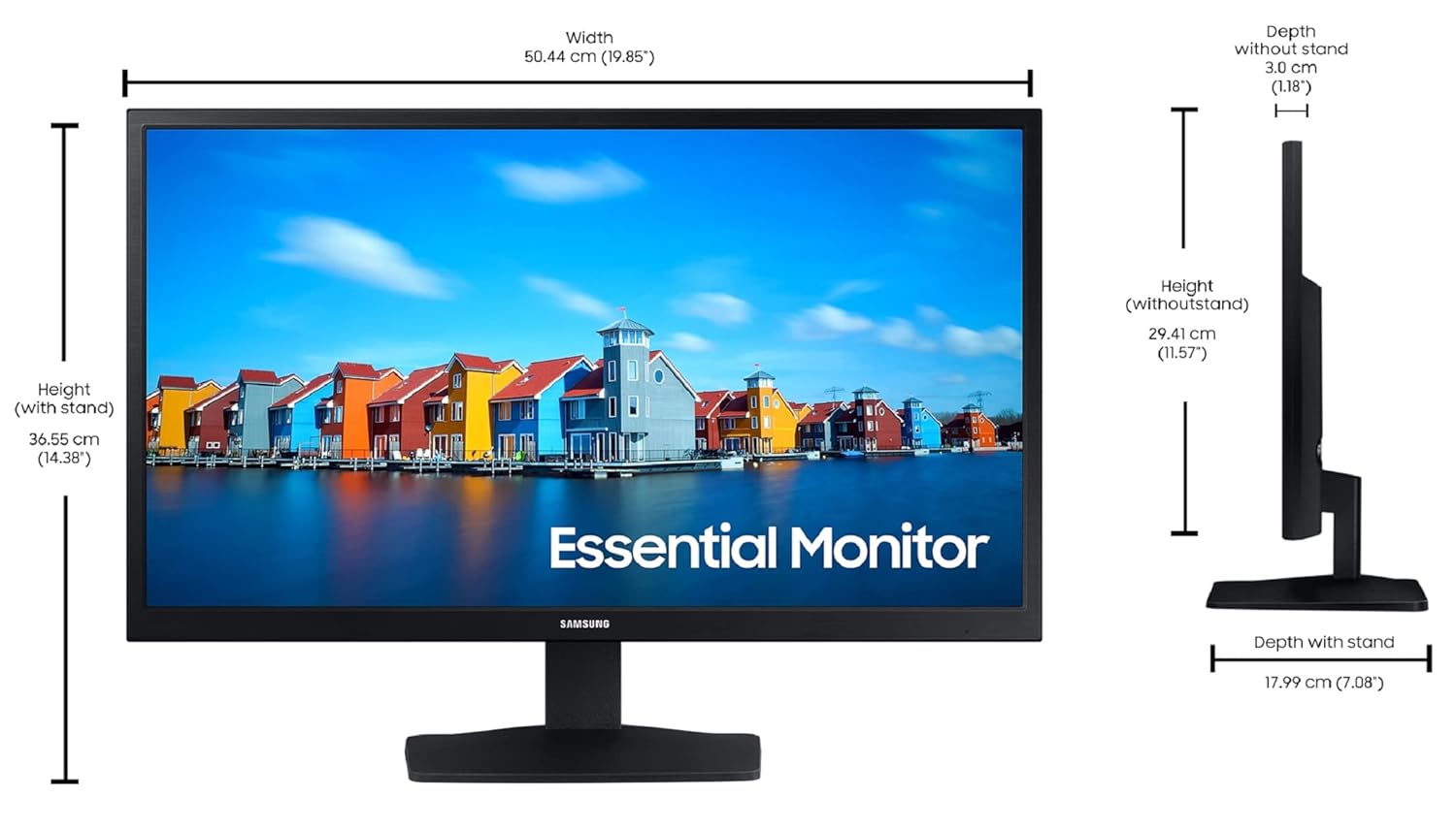 Samsung 22-inch(54.48cm) FHD Flat Monitor, VA, 60 Hz, Wide View Angle, HDMI, D-sub Ports, Flicker Free, (LS22A334NHWXXL, Black)