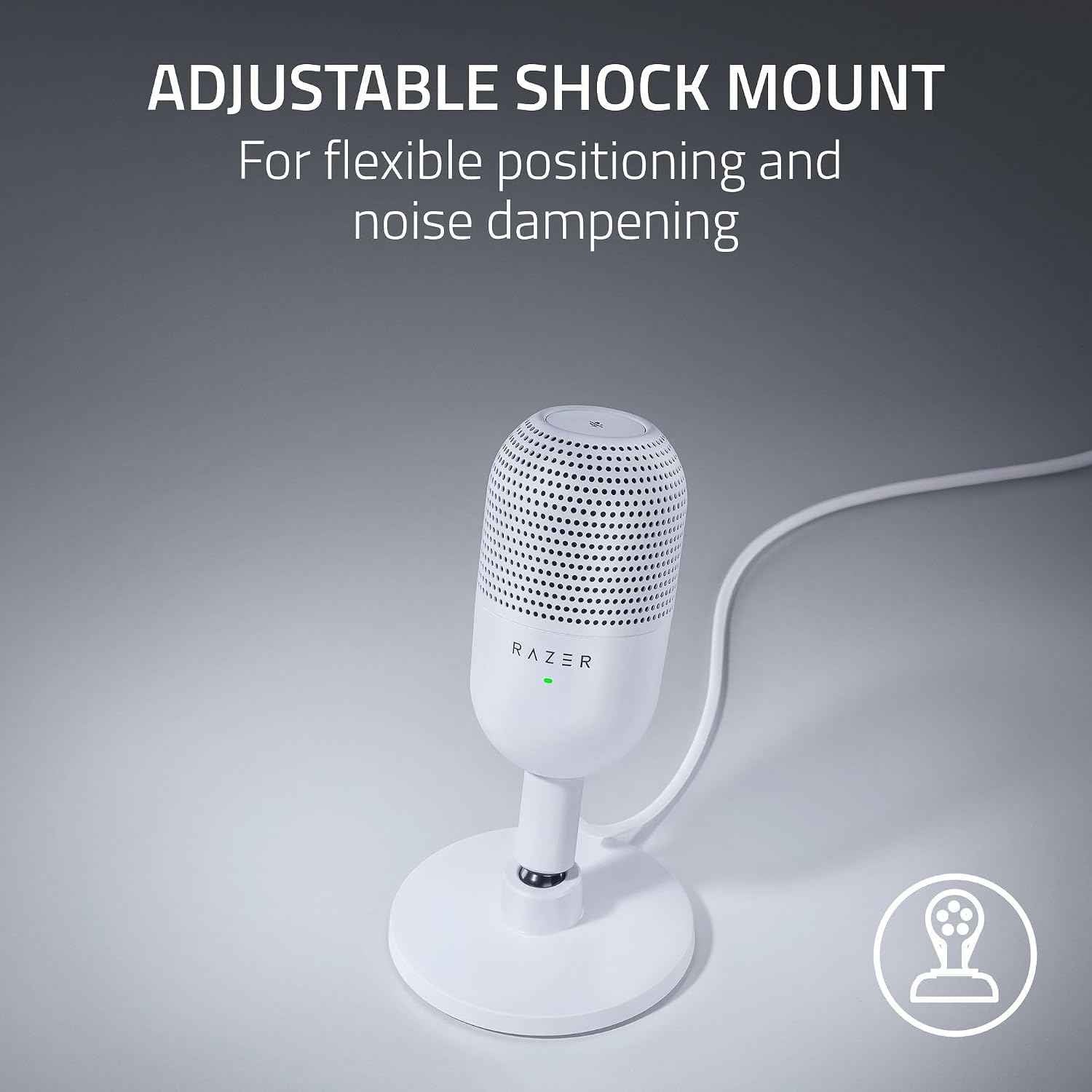 Razer Seiren V3 Mini USB Microphone: Condenser Mic - Supercardioid Pickup Pattern - Tap-to-Mute Sensor with LED Indicator - Shock Absorber - Ultra Compact - PC, Discord, OBS Studio, XSplit - White