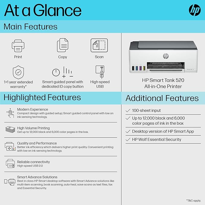 HP Smart Tank 520 All-in-one Colour Printer - Zapnet.in