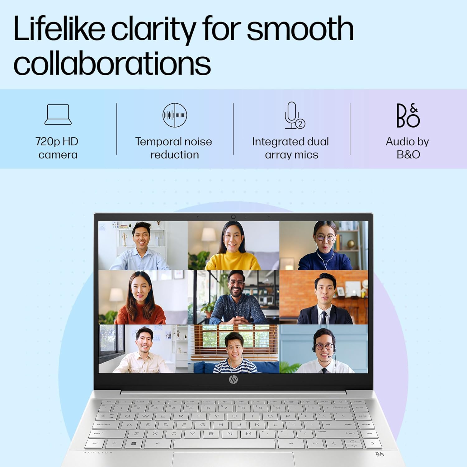 HP Pavilion, 12th Gen Intel Core i5-1235U, 8GB DDR4, 512GB SSD, Micro-Edge, BrightView, IPS, 14-inch(35.6cm) FHD Laptop, HD Camera, Backlit KB, B&O (Win 11, Office 21, Silver, 1.41kg) dv2053TU