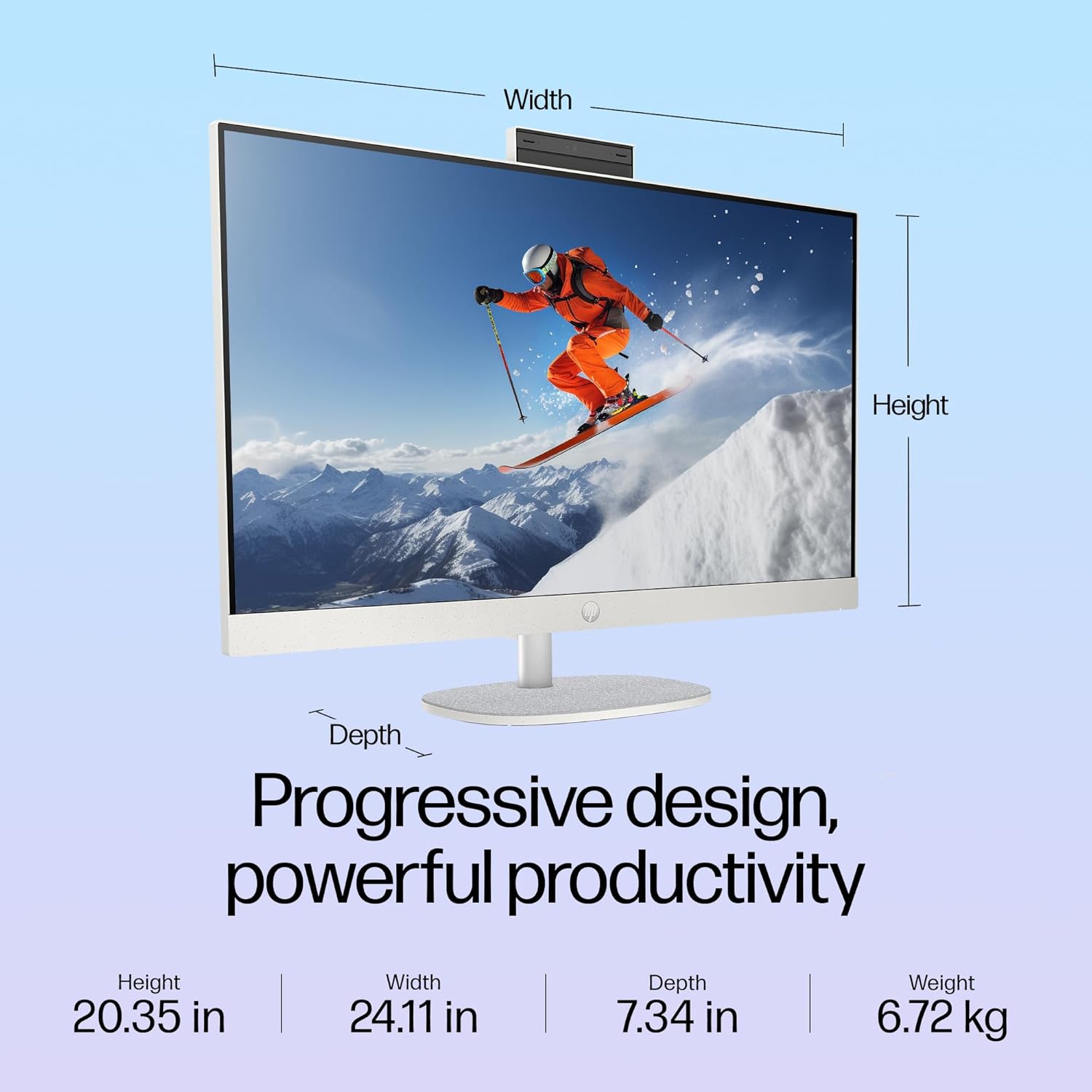 HP All-in-One 27, Intel Core Ultra 7 155U, 27inch (68.6 cm), FHD,IPS,Three-Sided Micro-Edge, Anti-Glare,300 nits,16 GB DDR5,1TB SSD,Windows 11,MSO21,Shell White,6.72kg,27-cr1007in - Zapnet.in