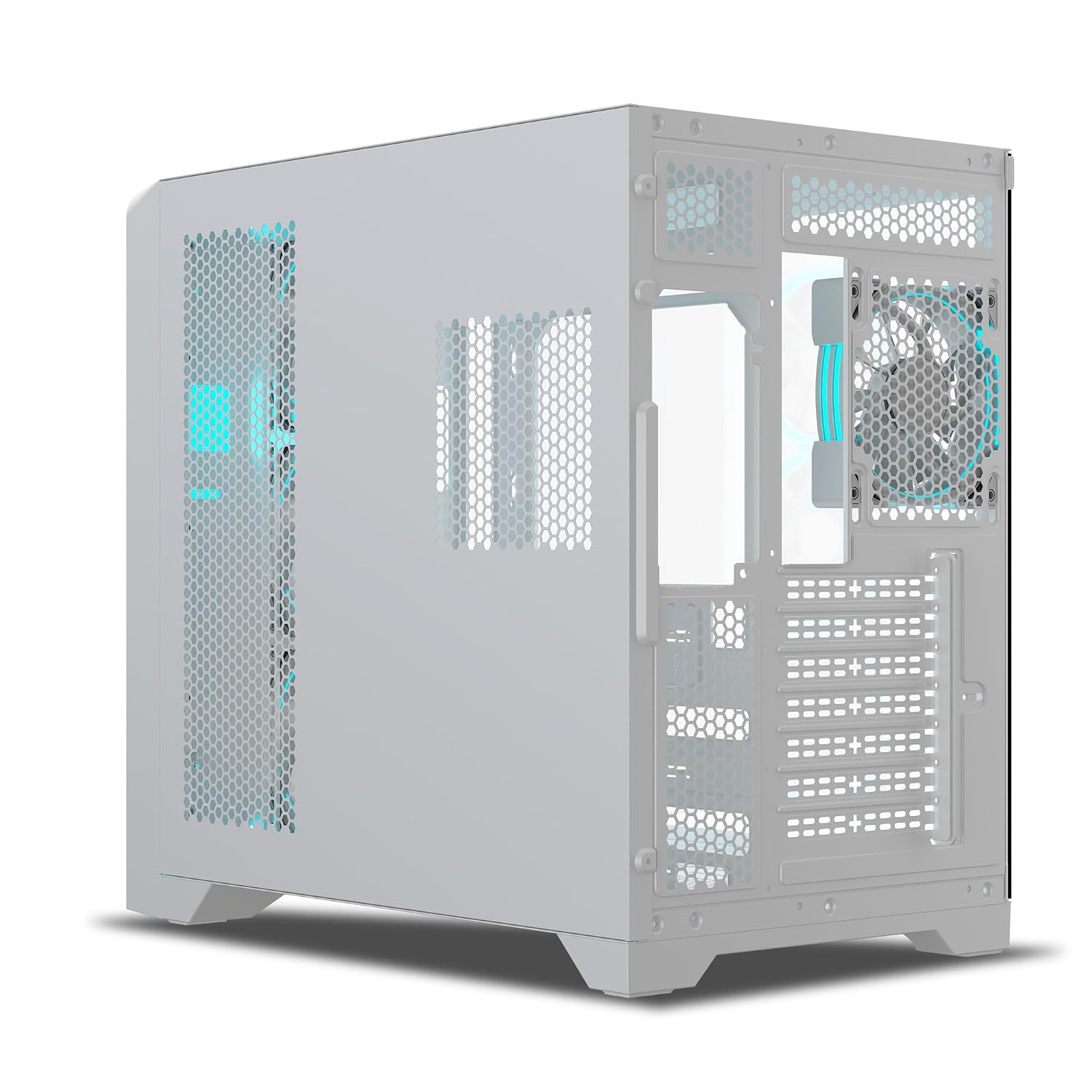 Ant Esports Crystal ARC Mid-Tower Computer Case/Gaming Cabinet - White |Front Curved Glass|Support ATX, Micro-ATX, Mini-ITX | Pre-Installed 4 ARGB-PWM Fans