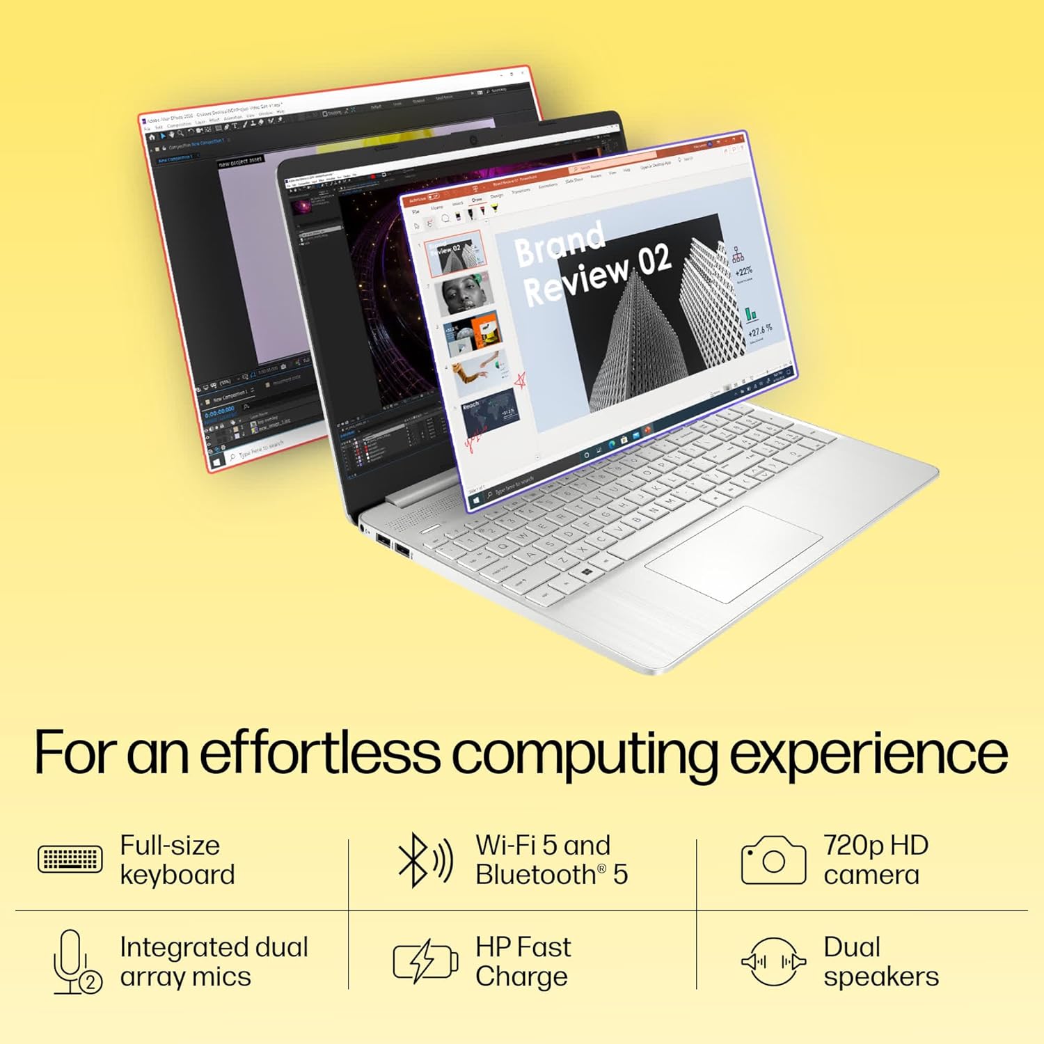 HP Laptop 15s, AMD Ryzen 3 5300U, 15.6-inch (39.6 cm), FHD, 8GB DDR4, 512GB SSD, AMD Radeon Graphics, Thin & Light, Dual Speakers (Win 11, MSO 2021, Silver, 1.69 kg), eq2212AU