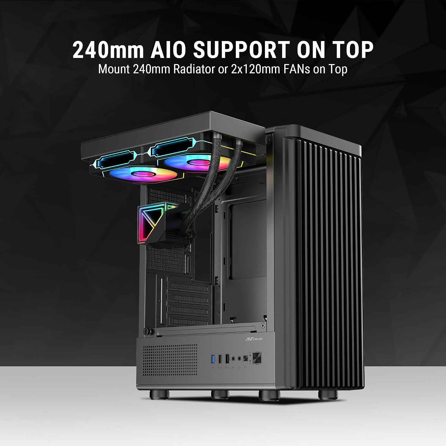 Ant Value VM45 Mid-Tower Computer Case/Gaming Cabinet - Black | Support M-ATX, ITX | Pre-Installed 4 Fans