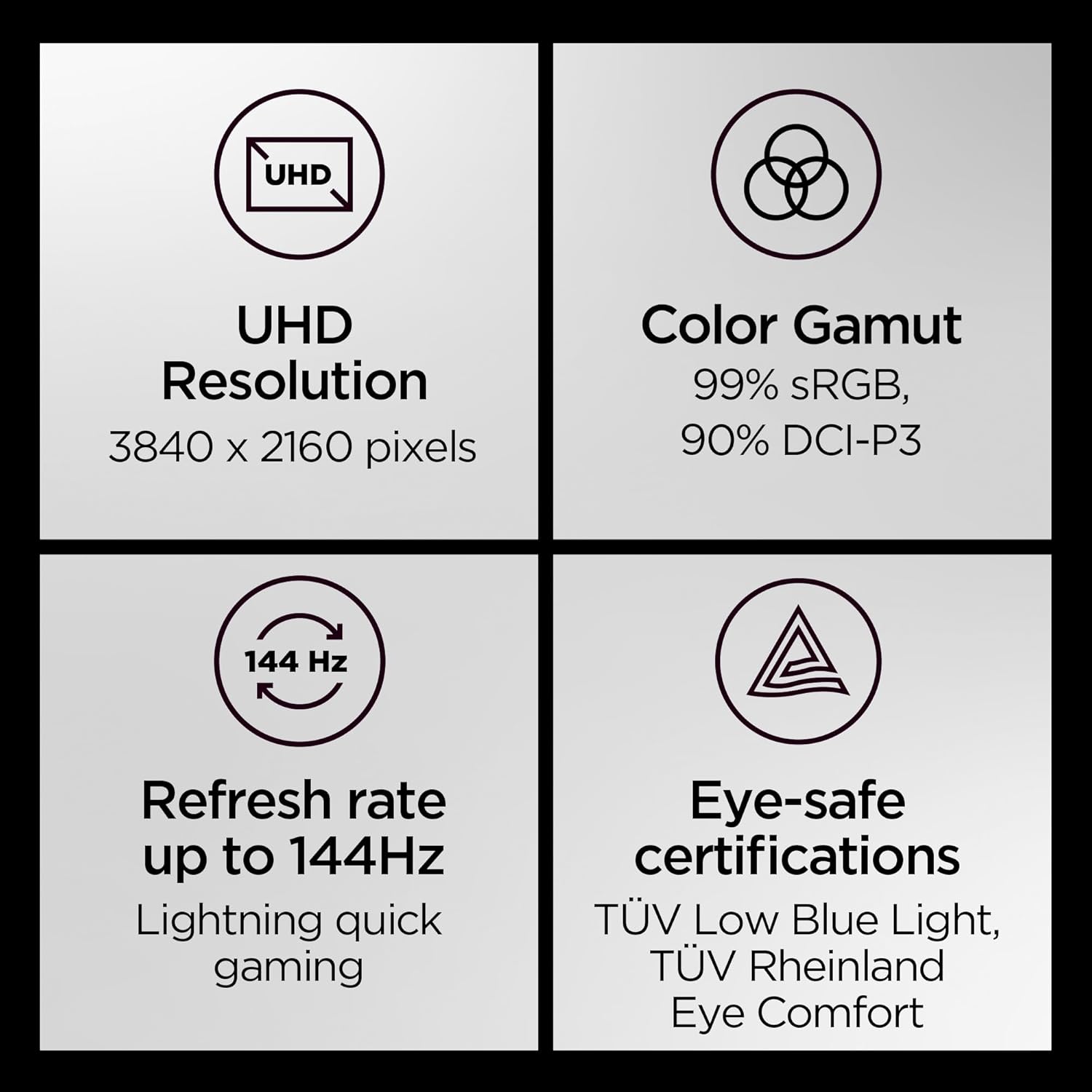 Lenovo Legion Y32p-30 Monitor - Gaming Monitor - 31.5" UHD IPS Display - 144Hz - DisplayHDR™ 400 - AMD FreeSync™ Premium - 0.2ms MPRT - Raven Black - NearEdgeless Design