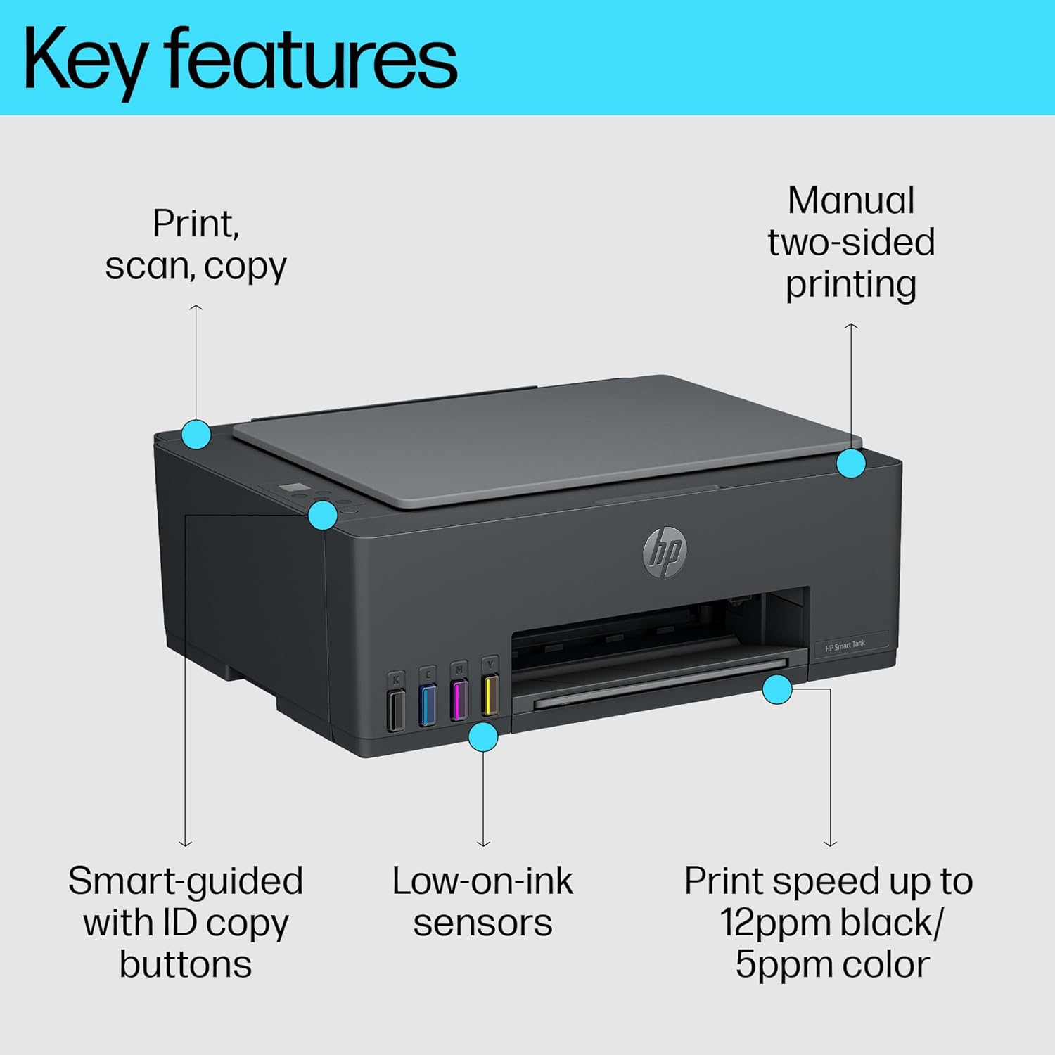 HP Smart Tank 524 All-in-One Colour Printer (Extended 1+1 Year Warranty), Black