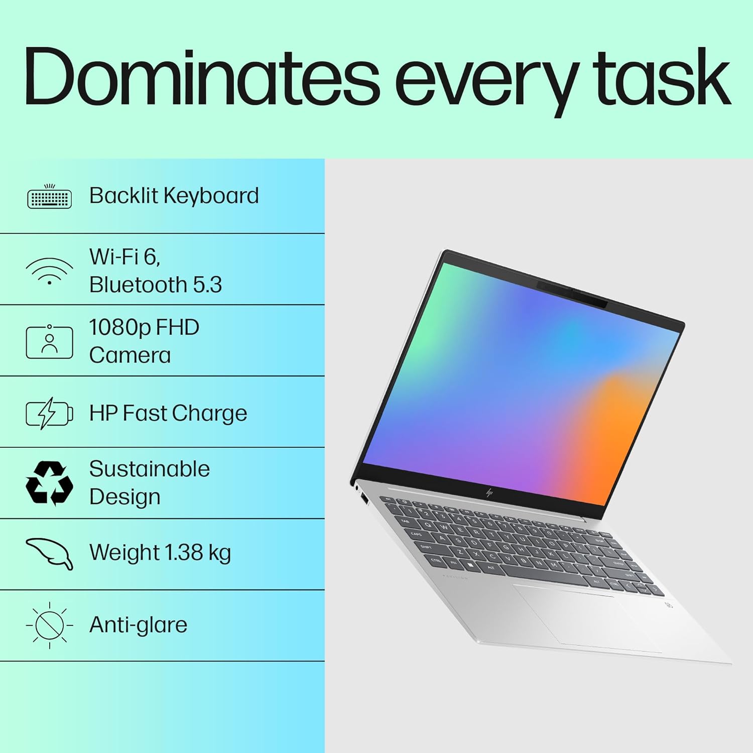 HP Pavilion Plus, 13th Gen Intel Core i7-1355U, 16GB DDR5, 1TB SSD, (Win 11, Office 21, Silver, 1.38kg), OLED, 500 nits, 14-inch(35.6cm), 2.8K Laptop, Intel Iris Xe Graphics, 5MP IR Camera, ew0153TU