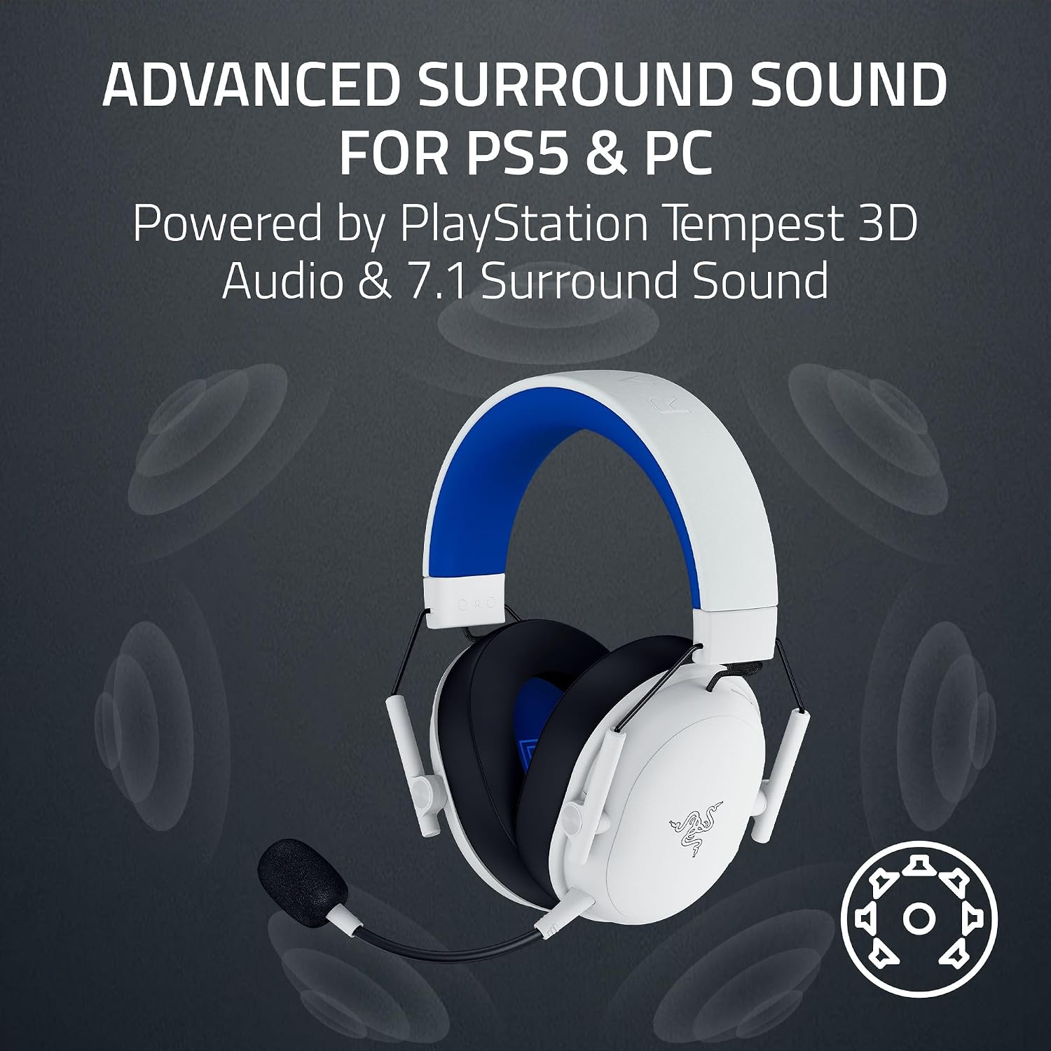 Razer BlackShark V3 X HyperSpeed Wireless PS5 Gaming Headset, White | 50mm Drivers, Cardioid Mic, 2.4 GHz, Bluetooth, Works with PC, Mac, Nintendo Switch, Smartphone, 70 Hr Battery