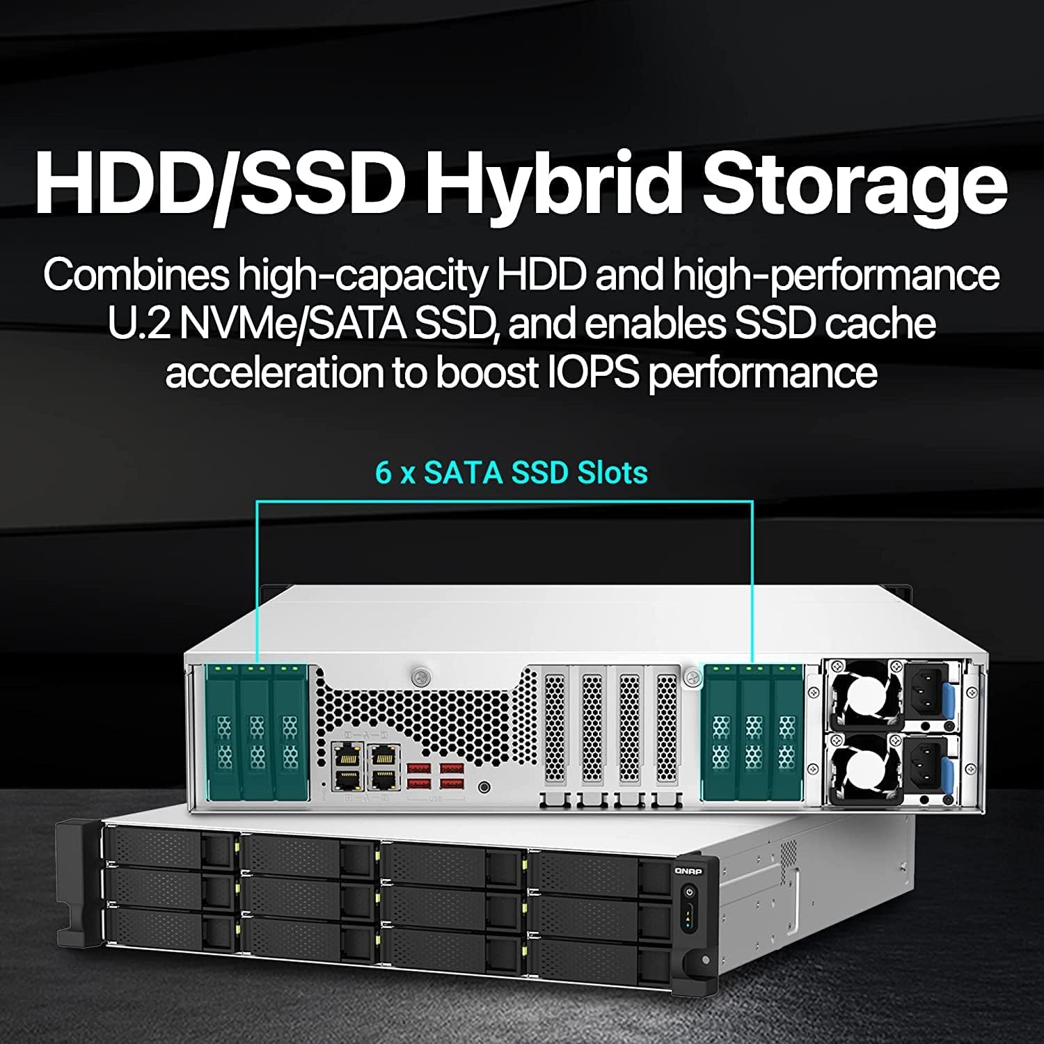 QNAP TS-h1887XU-RP-E2336-32G-US 18 Bay 2U Rackmount Hybrid NAS with Intel® Xeon® Processor, Dual 10GbE, ZFS Storage for Virtualization and Data-Intensive Enterprise Applications