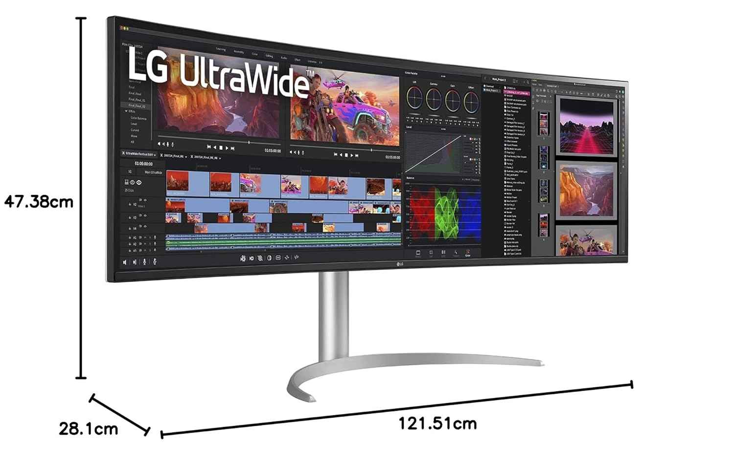 LG 49" Ultrawide Dual Qhd Nano 144Hz IPS Curved Monitor(5120X1440) Expanded Workstation,Vesa Displayhdr 400,USB Type-C,Dual Controller,Nvidia G-Sync,AMD Freesync Premium Pro-49Wq95C-W,White