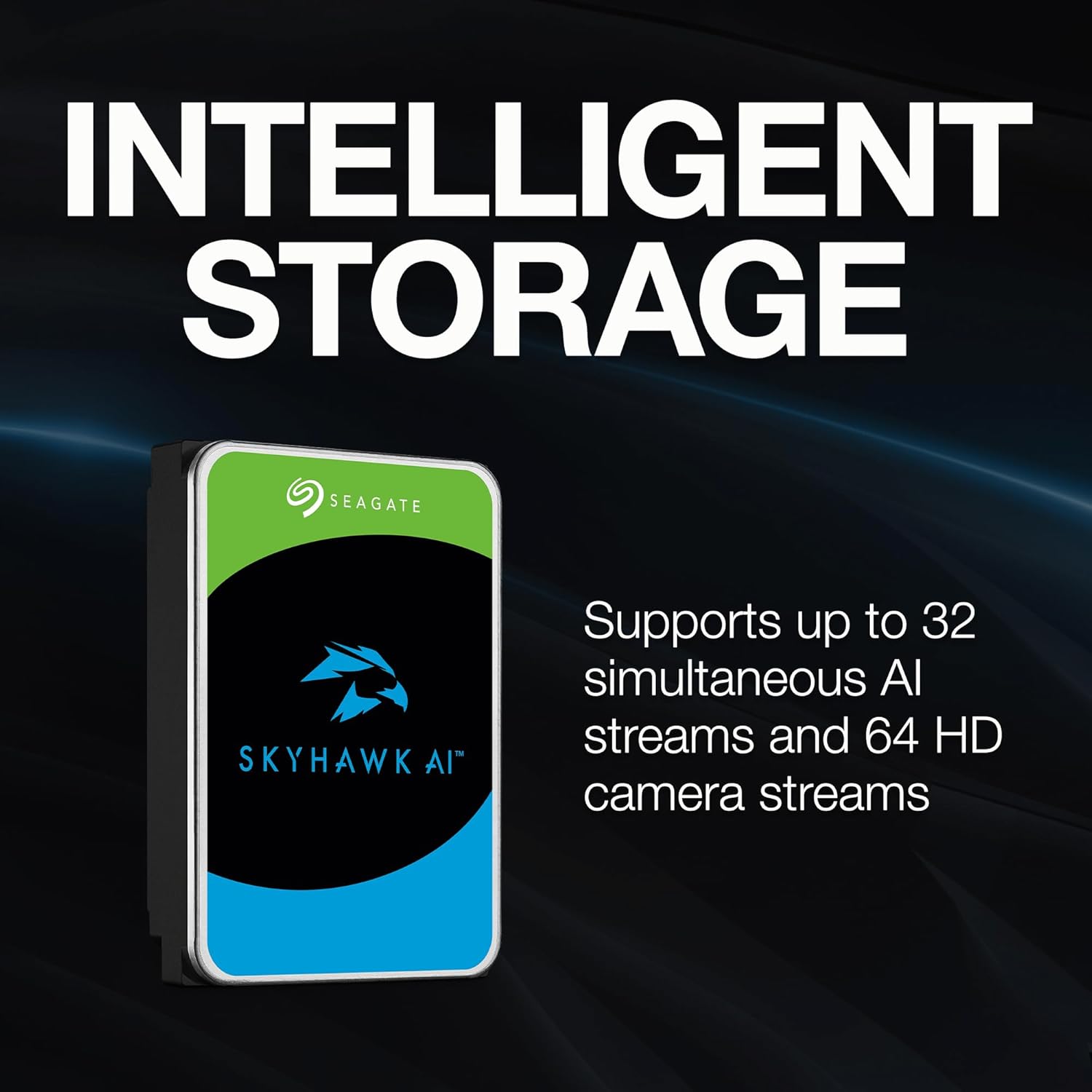 Seagate Skyhawk AI 10 TB Video Internal Hard Drive HDD – 3.5 Inch SATA 6 Gb/s 256 MB Cache for DVR NVR Security Camera System with 3-Years Data Recovery Services (ST10000VE001)