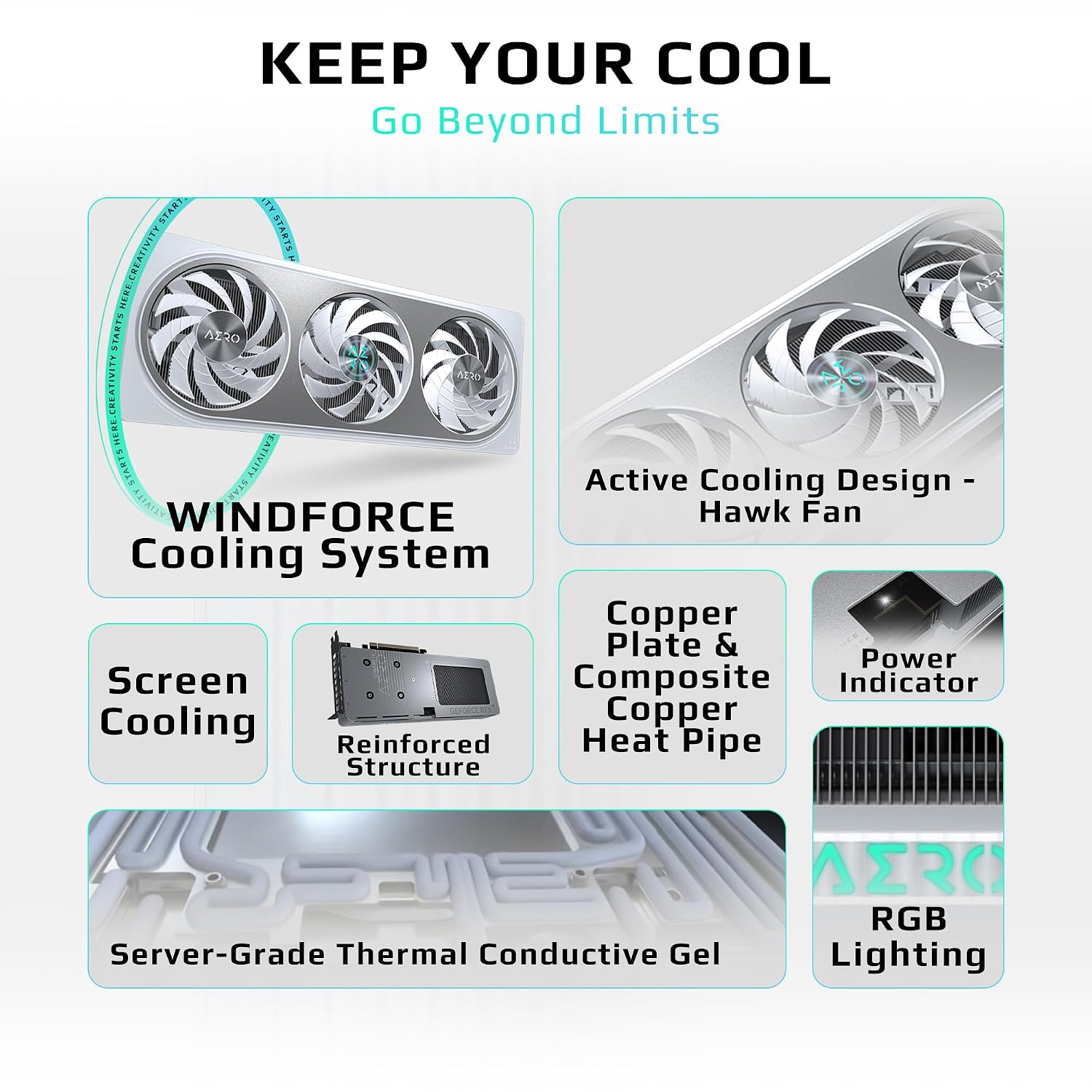 GIGABYTE GeForce RTX 5060 Ti AERO OC 16G Graphics Card, 16GB 128-bit GDDR7, PCIe 5.0, WINDFORCE Cooling System, GV-N506TAERO OC-16GD Video Card