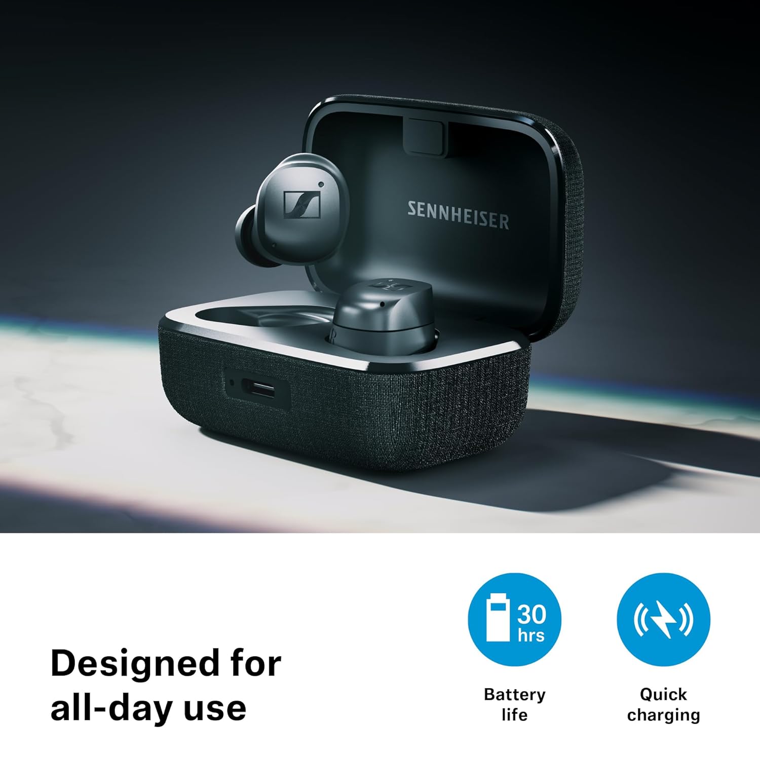 Sennheiser MOMENTUM True Wireless 4 Earbuds,TrueResponse Drivers, Lossless Audio, Auracast, Adaptive ANC, Anti‑Wind+Transparency Modes, 30 Hrs Battery, Qi Fast Charge, 6‑Mics,2Y Warranty, Black-Copper