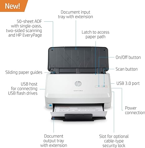 HP ScanJet Pro 3000 s4 Sheet-Feed Scanner (6FW07A), Light Grey, Small - Zapnet.in