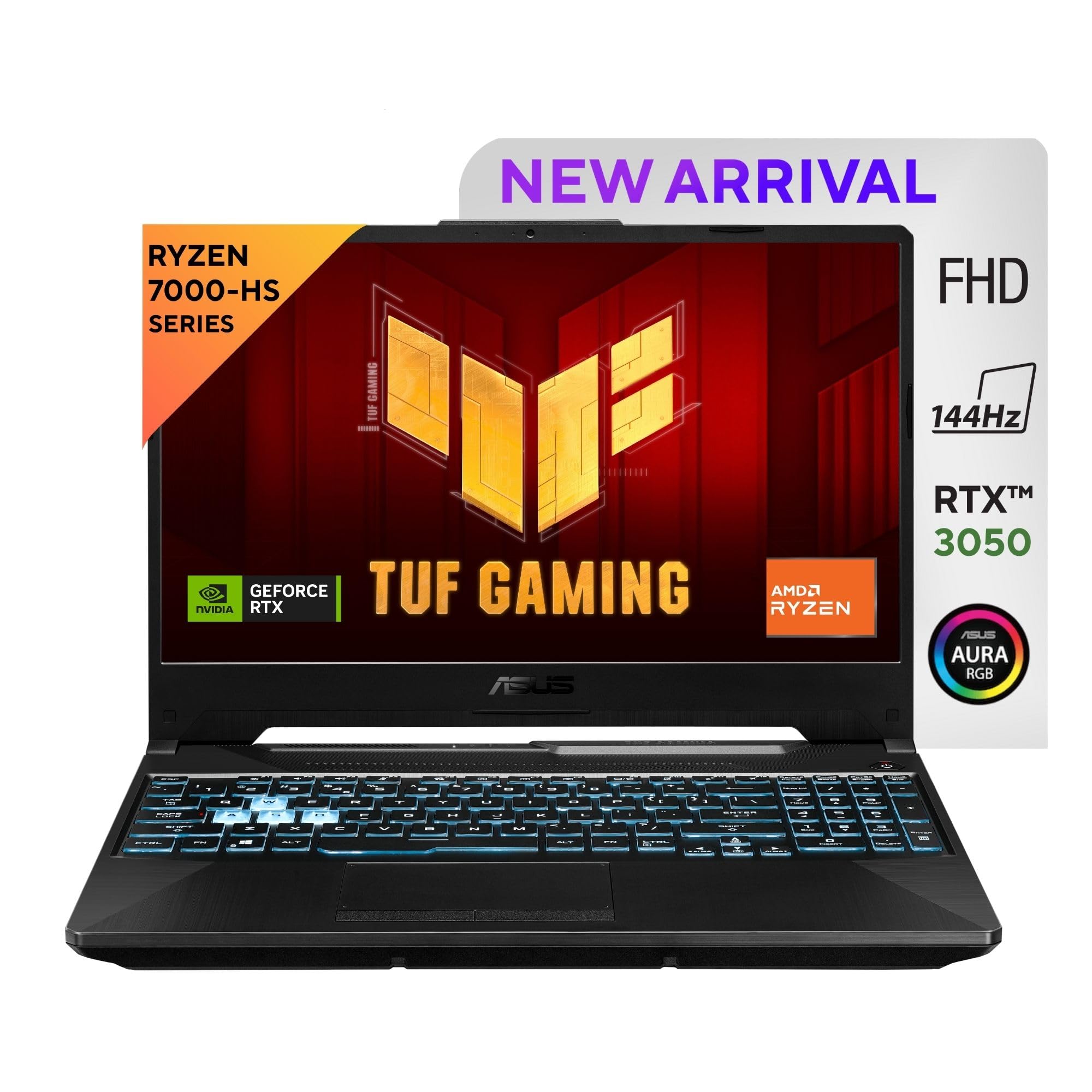ASUS TUF Gaming A15, AMD Ryzen 7 7435HS, 15.6" FHD 16:9 144Hz 250 nits, Gaming Laptop (16GB RAM/512GB SSD/NVIDIA GeForce RTX 2050/Win 11 Home/48WHr Battery/Graphite Black/2.30Kg), FA566NFR-HN045WS
