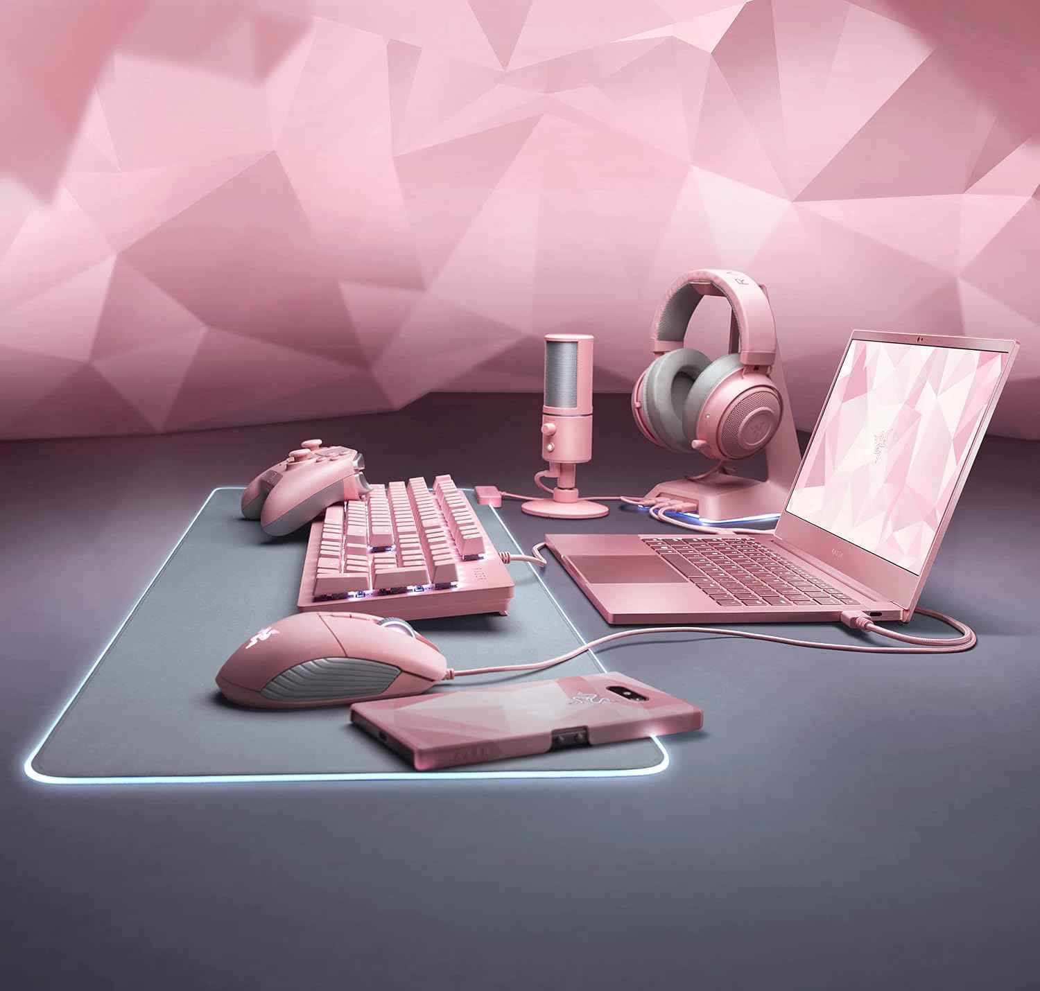 Razer Goliathus Extended Chroma Gaming Mouse Pad: Customizable Chroma RGB Lighting - Soft, Cloth Material - Balanced Control & Speed - Non-Slip Rubber Base - Quartz Pink