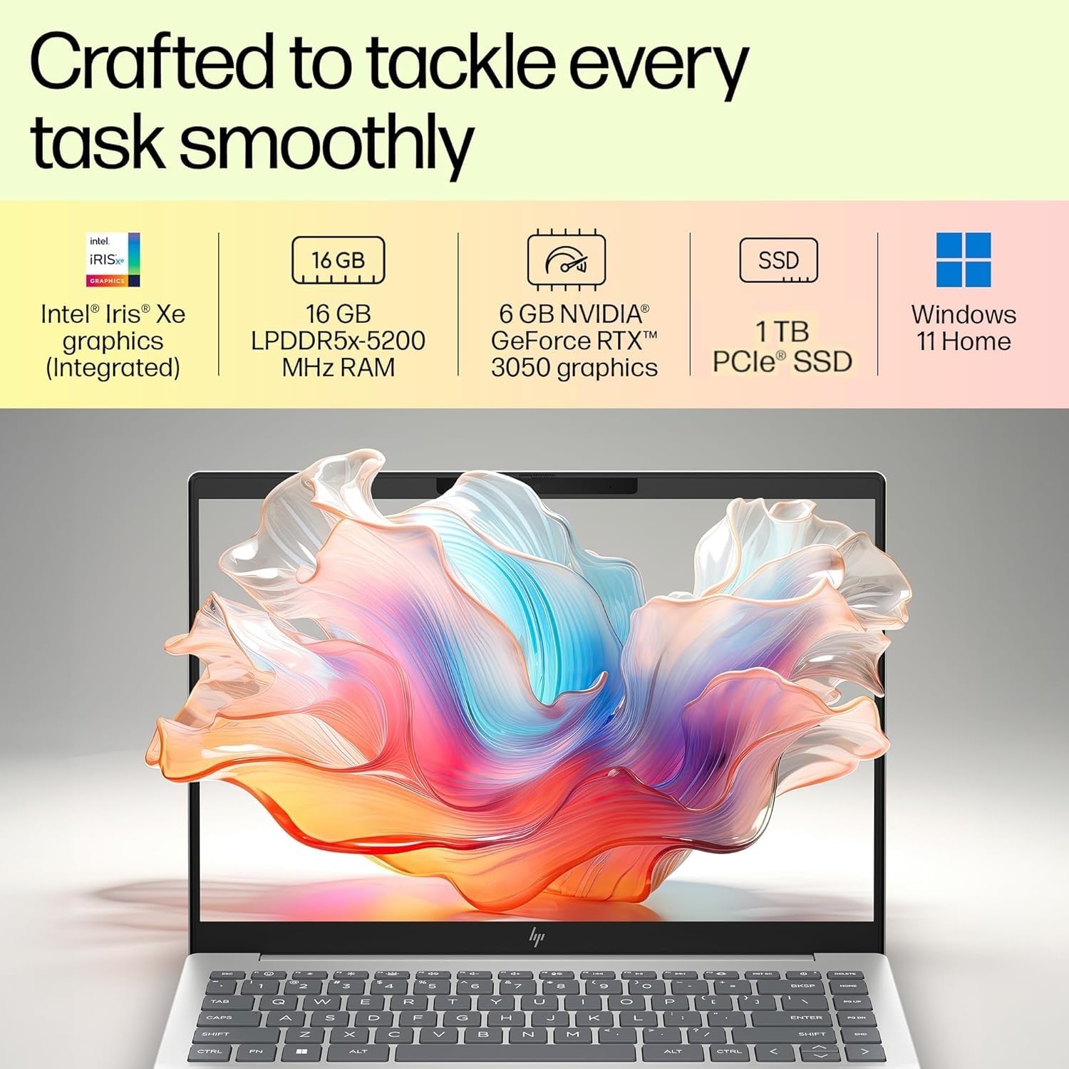 HP Pavilion Plus, 13th Gen Intel Core i7-13700H, 16GB LPDDR5x, 1TB SSD, (Win11, Office21, Silver, 1.9kg) BrightView, 16inch(40.6cm) WQXGA Laptop,6GB NVIDIA RTX 3050, 5MP IR camera, Backlit KB,ab0456TX