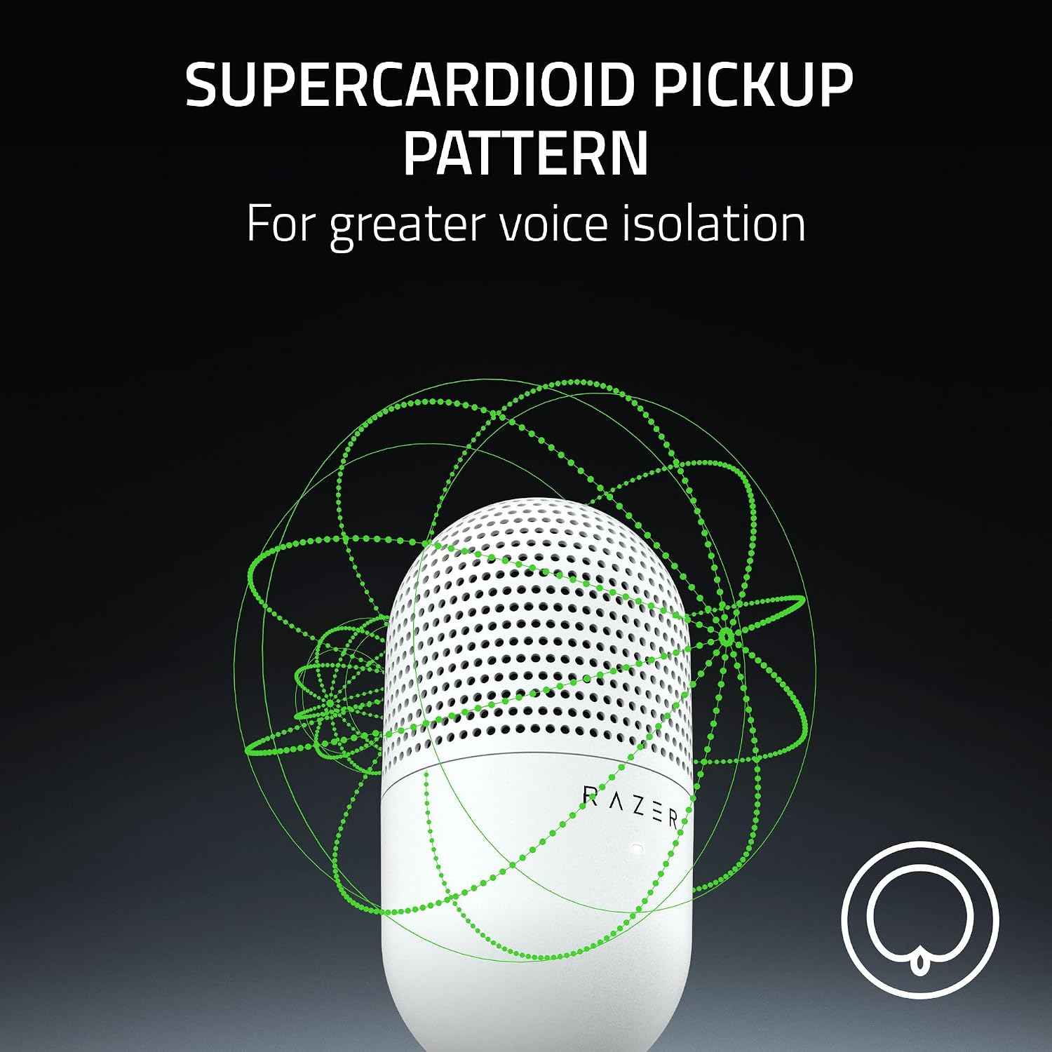 Razer Seiren V3 Mini USB Microphone: Condenser Mic - Supercardioid Pickup Pattern - Tap-to-Mute Sensor with LED Indicator - Shock Absorber - Ultra Compact - PC, Discord, OBS Studio, XSplit - White