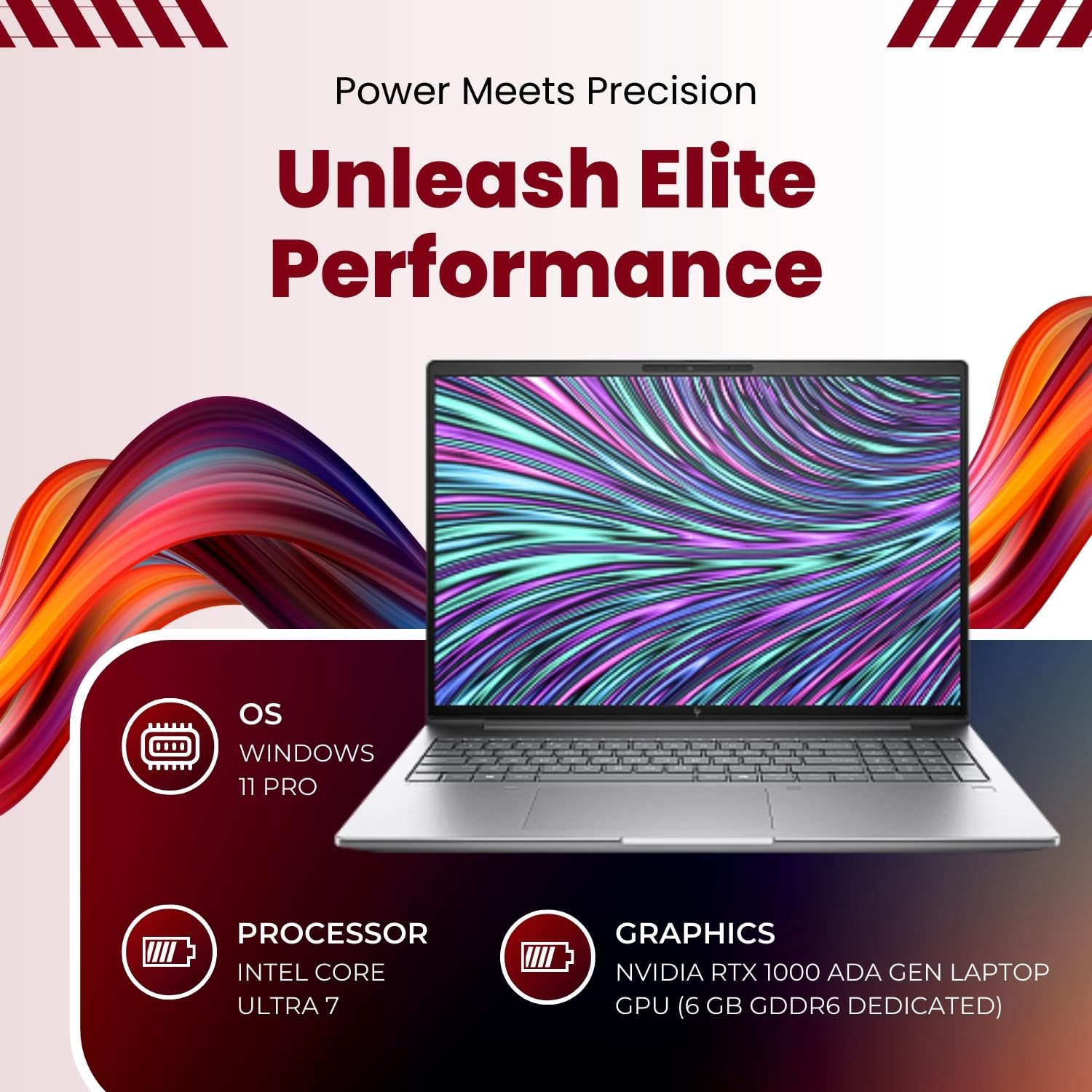 HP Laptop Ultra 7-155H, 16GB RAM, 1TB SSD, RTX 1000 Ada 6GB, Win 11 Pro, 16" WUXGA, 5MP+IR Cam, Fingerprint Sensor, Backlit Keyboard, Wi-Fi 6E, BT 5.3, 3-Year Warranty (A8WN1PT)