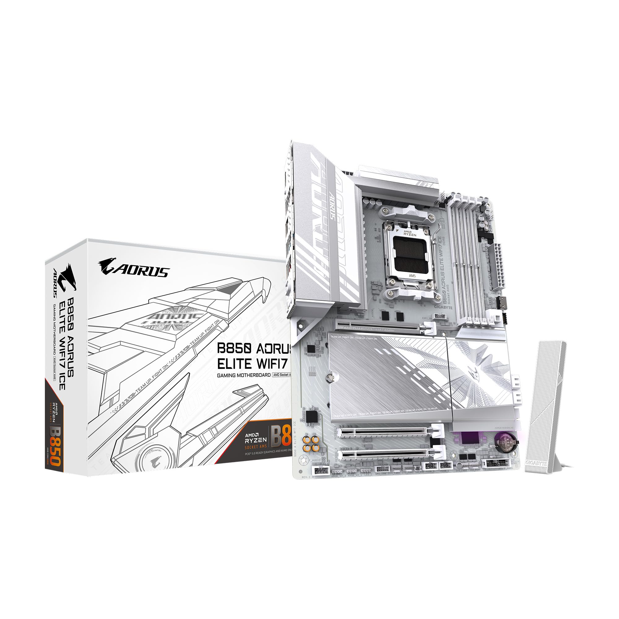 GIGABYTE B650M AORUS Elite AX AMD AM5 mATX Motherboard, Support Ryzen 9000/8000/7000 Series, DDR5, 12+2+2 Power Phase, PCIe 5.0 M.2, USB-C 3.2 Gen 2, WIFI6E, 2.5GbE, EZ-Latch, Q-Flash, RGB Fusion