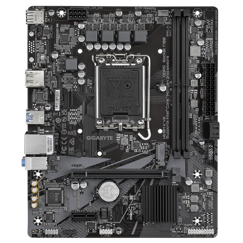 GIGABYTE H610M K V2 Motherboard | Intel H610 | Micro ATX | DDR4 | PCIe 4.0 | HDMI | USB 3.2 | Reliable Basic Board