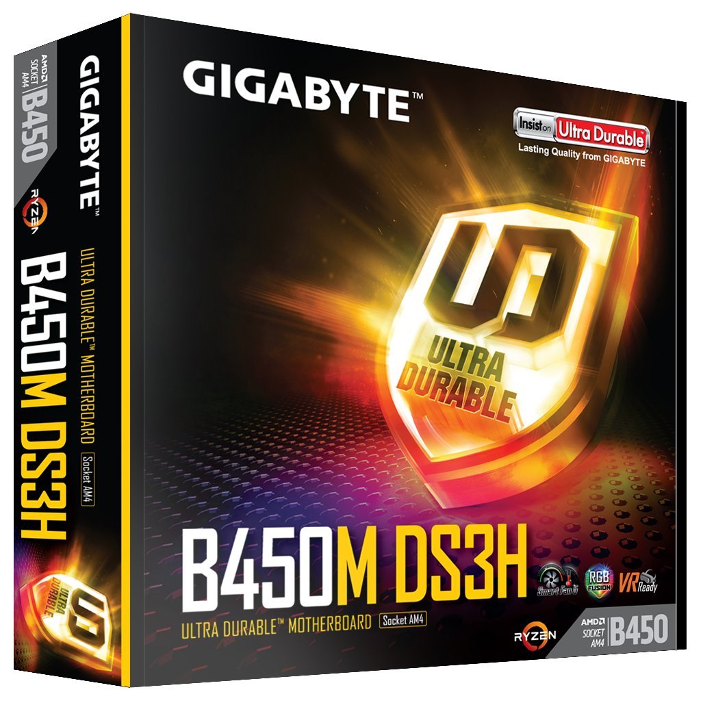 GIGABYTE B450M DS3H Ultra Durable Motherboard with Realtek GbE LAN with cFosSpeed, PCIe Gen3 x4 M.2, 7-Colors RGB LED Strips Support