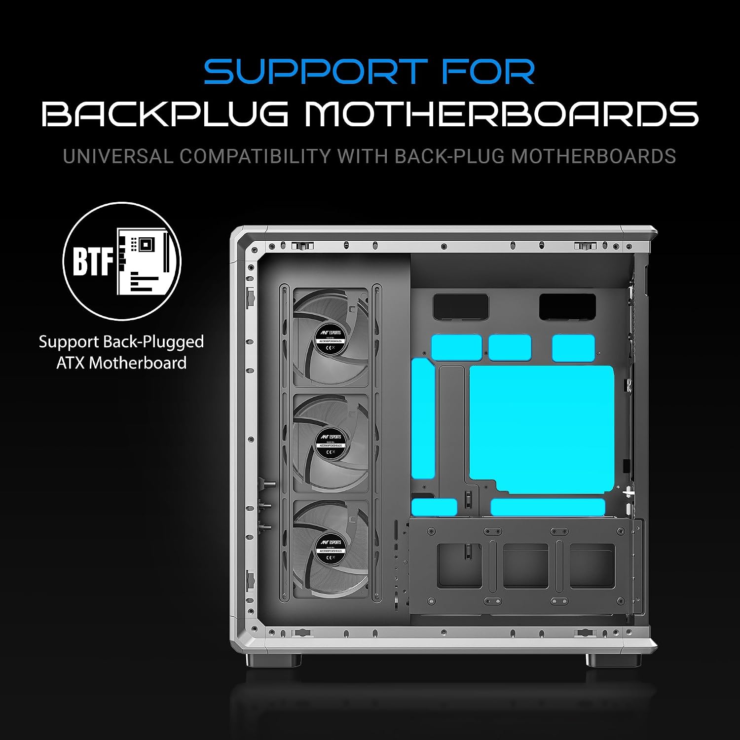Ant Esports Crystal X8 Arc Mid Tower Gaming Cabinet | Panoramic 270° Tempered Glass, Supports BTF Back-Connect ATX Motherboards, Pre-Installed 8X 120mm ARGB Fans, 360mm AIO Support | Black