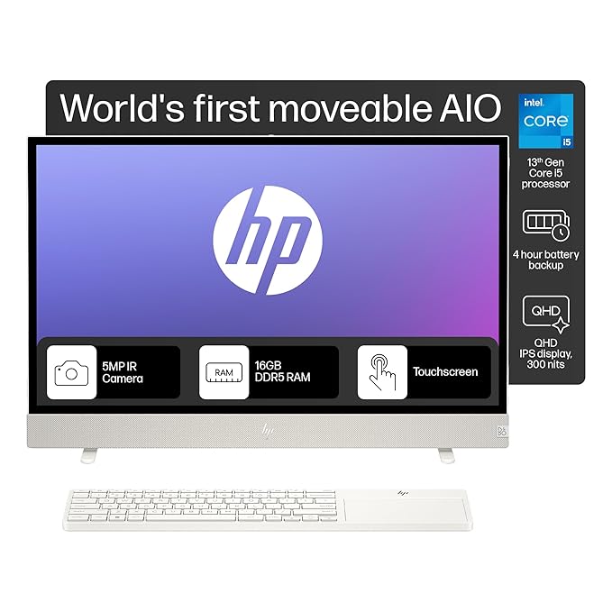 HP Envy Move All in One 24,13th Gen Intel Core i5-1335U,23.8inch(60.5cm),QHD,Three Sided Micro Edge,16GB DDR5,1TB SSD,Bluetooth Keyboard,Win 11 Home,4.1Kg,24-cs0047in - Zapnet.in