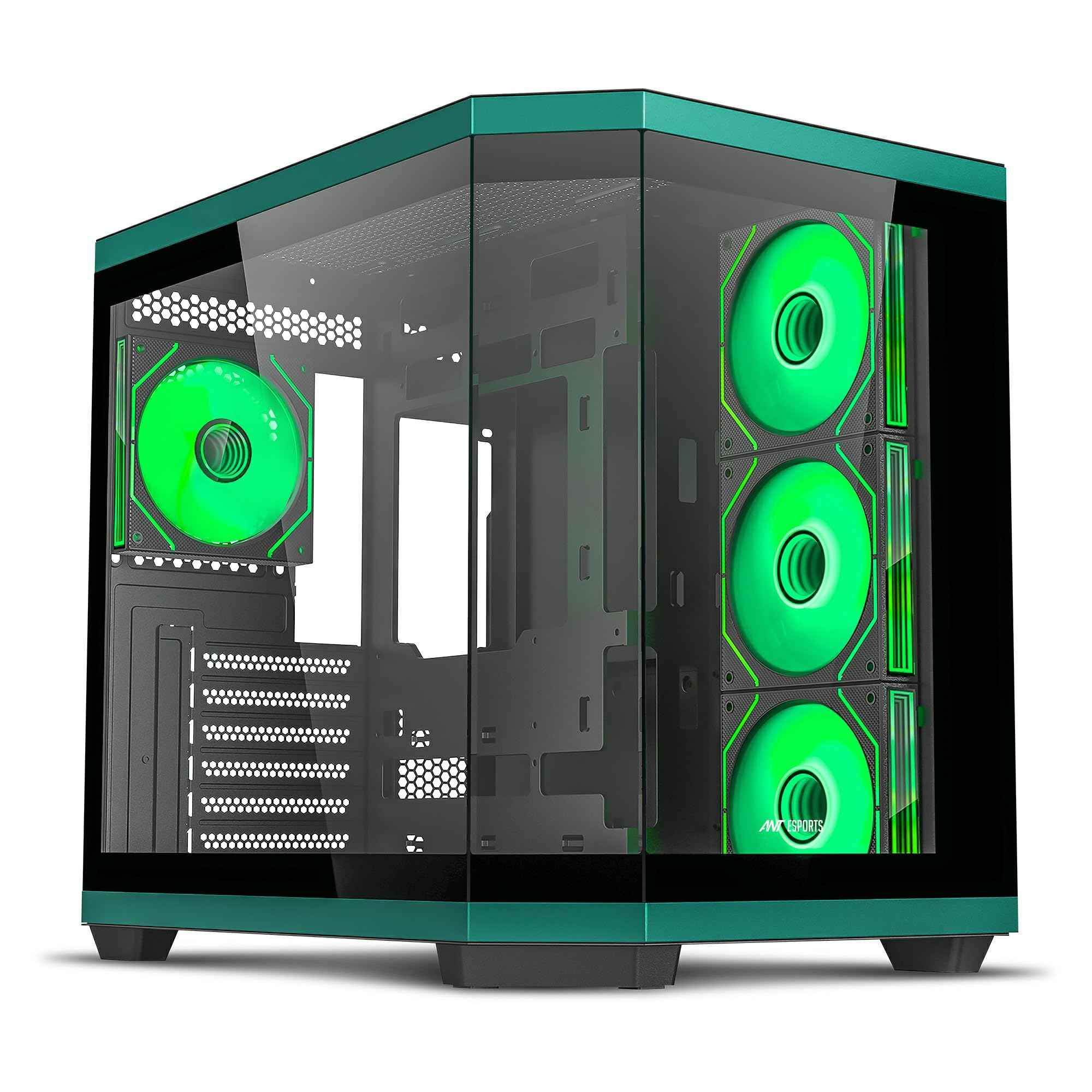 Ant Esports Crystal Z2 Mid-Tower Computer Case/Gaming Cabinet – Black | Support Micro-ATX, Mini-ITX | Pre-Installed 3 ARGB Infinity Mirror Fans