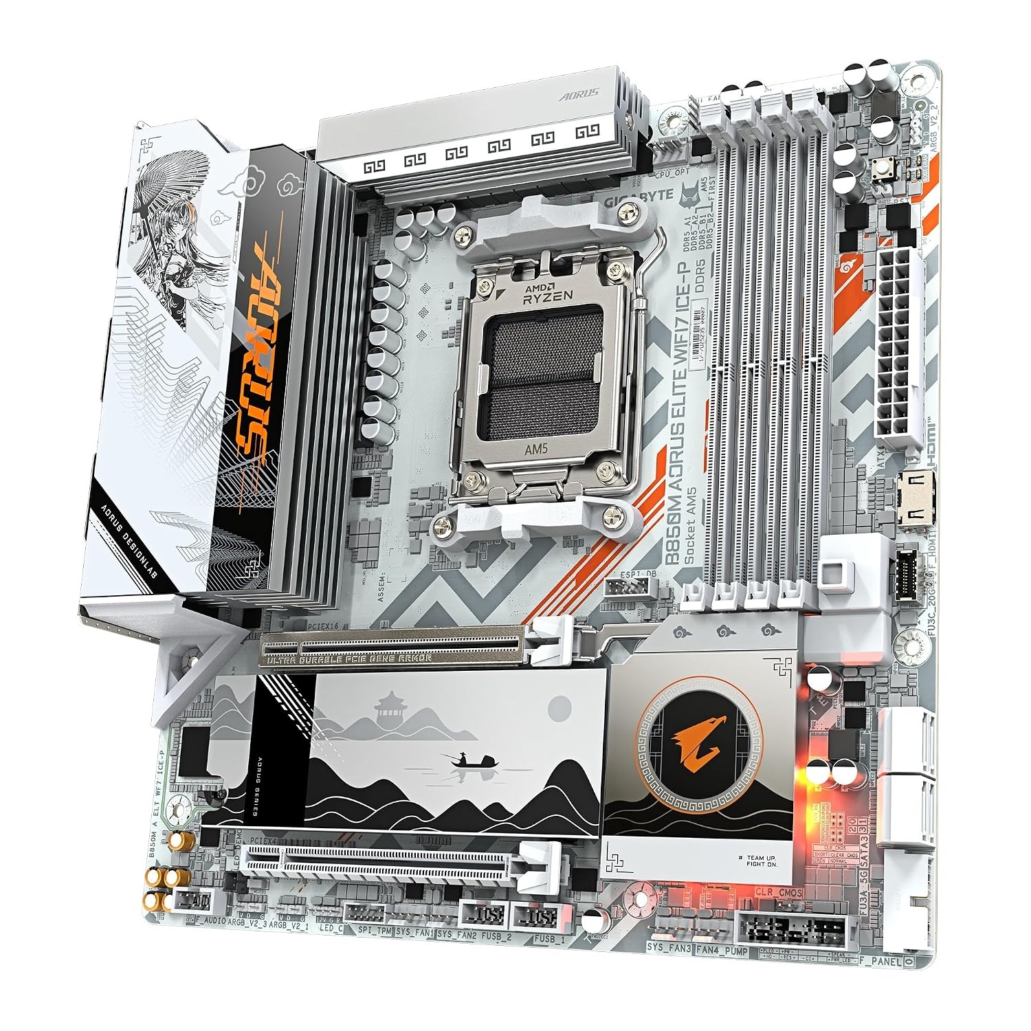 GIGABYTE B850M AORUS Elite WIFI7 ICE-P AMD Motheboard Socket AM5, Supports AMD Ryzen™ 9000/8000 / 7000 Series Processors,X3D Turbo Mode, 2.5 GbE LAN, Wi-Fi 7 + Bluetooth 5.4,2 x M.2 Slots
