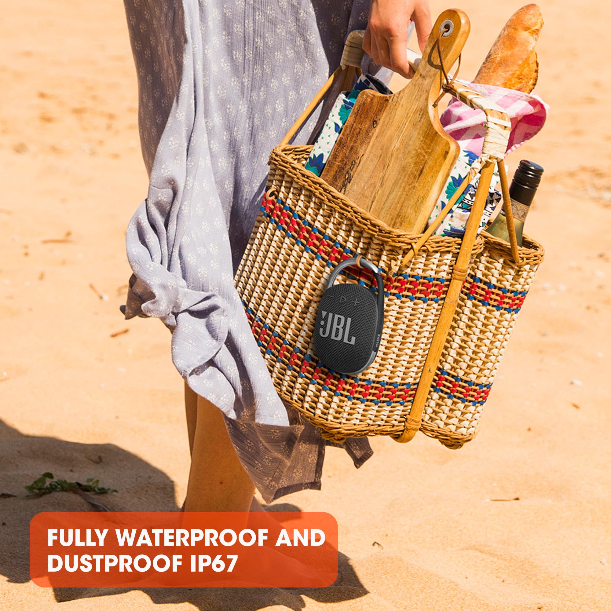 JBL Clip 4 Eco - Ultra-Portable Waterproof and Dustproof Bluetooth Speaker, big audio & punchy bass, made with 90% post-consumer recycled plastic, Integrated carabiner, Up to 10 Hours of Play (White) - Zapnet.in