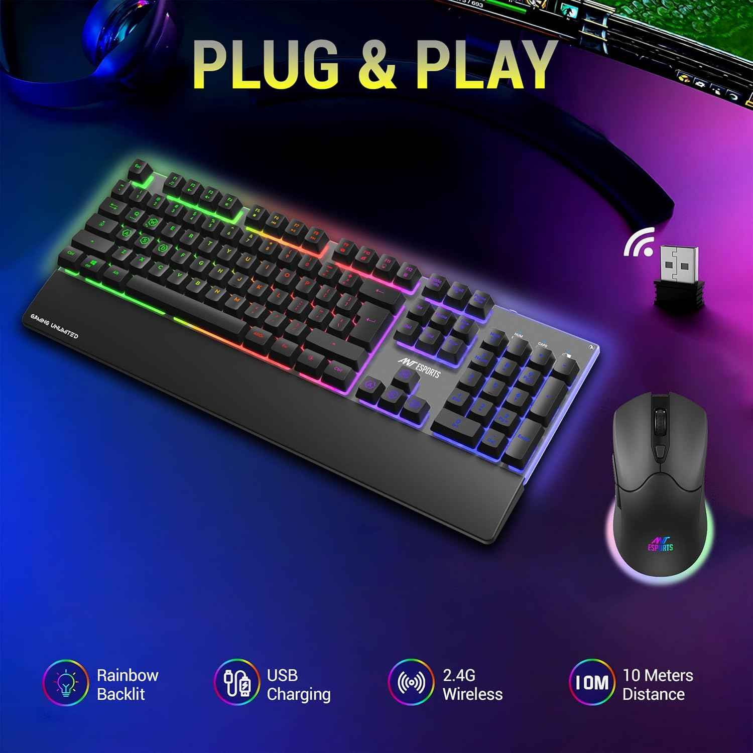 Ant Esports KM550PRO Wireless Keyboard & Mouse Combo – Black