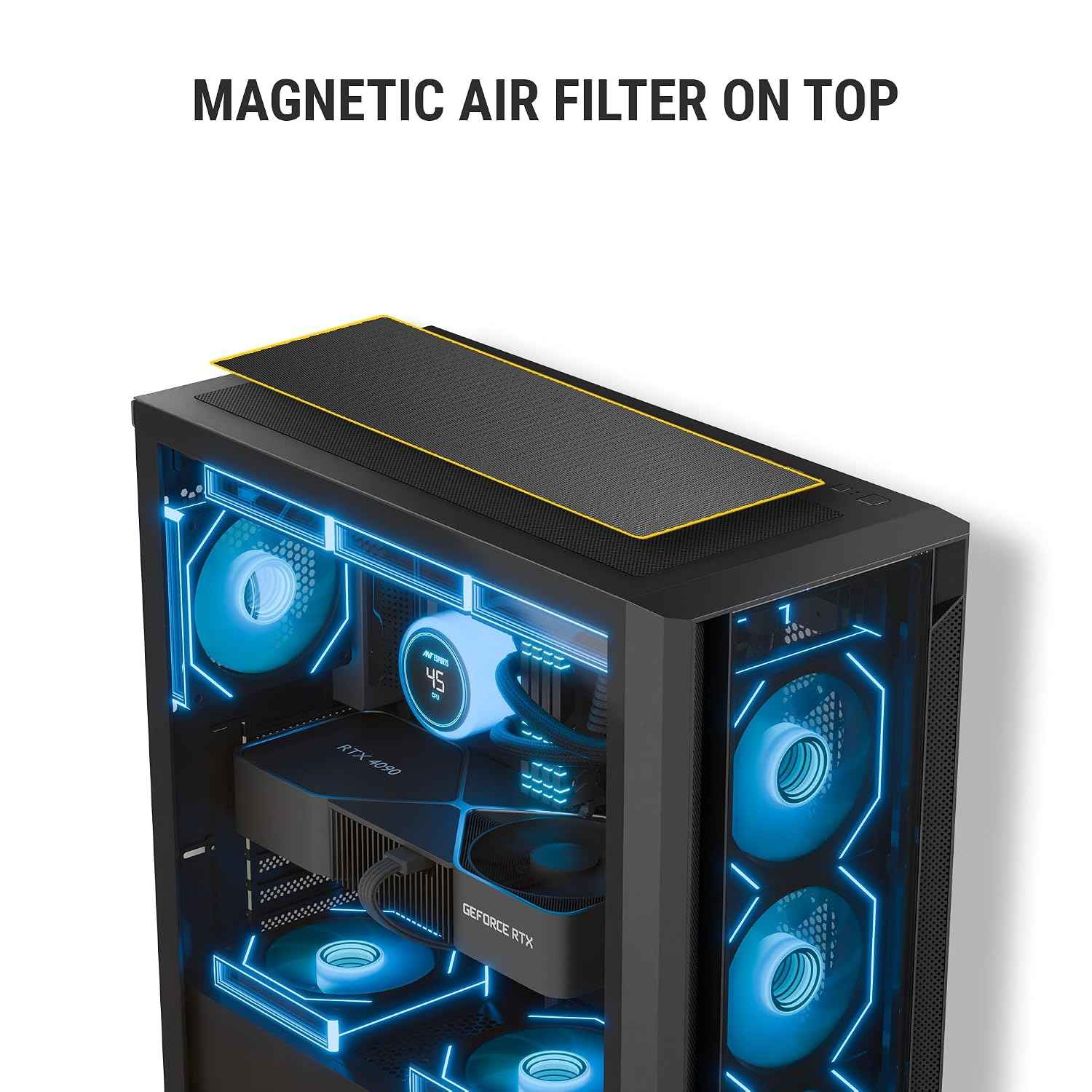 Ant Esports Aqua 360 4F Mid-Tower Computer Case/Gaming Cabinet - Black | Pre-Installed 4 ARGB Fans