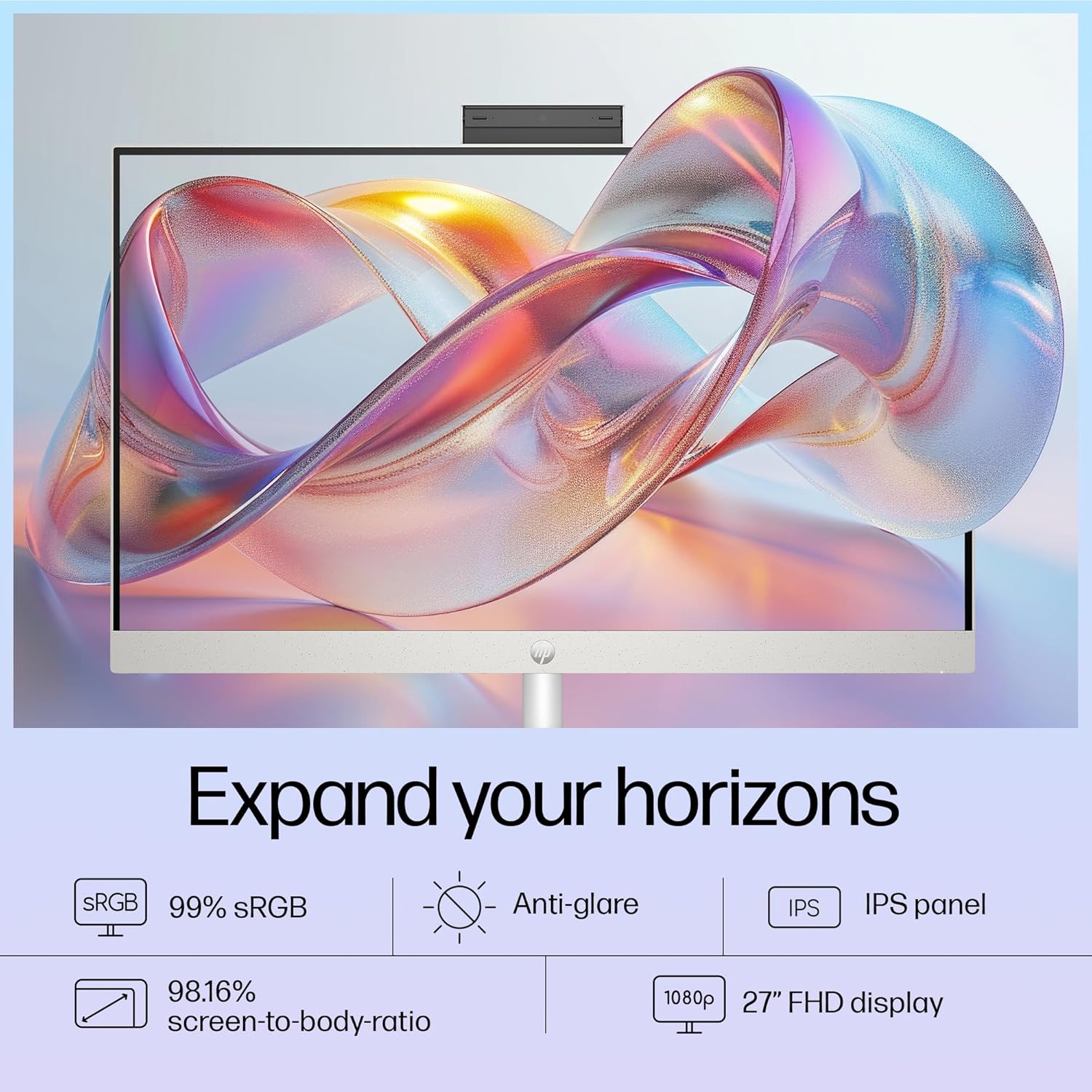 HP All-in-One 27, Intel Core Ultra 7 155U, 27inch (68.6 cm), FHD,IPS,Three-Sided Micro-Edge, Anti-Glare,300 nits,16 GB DDR5,1TB SSD,Windows 11,MSO21,Shell White,6.72kg,27-cr1007in - Zapnet.in