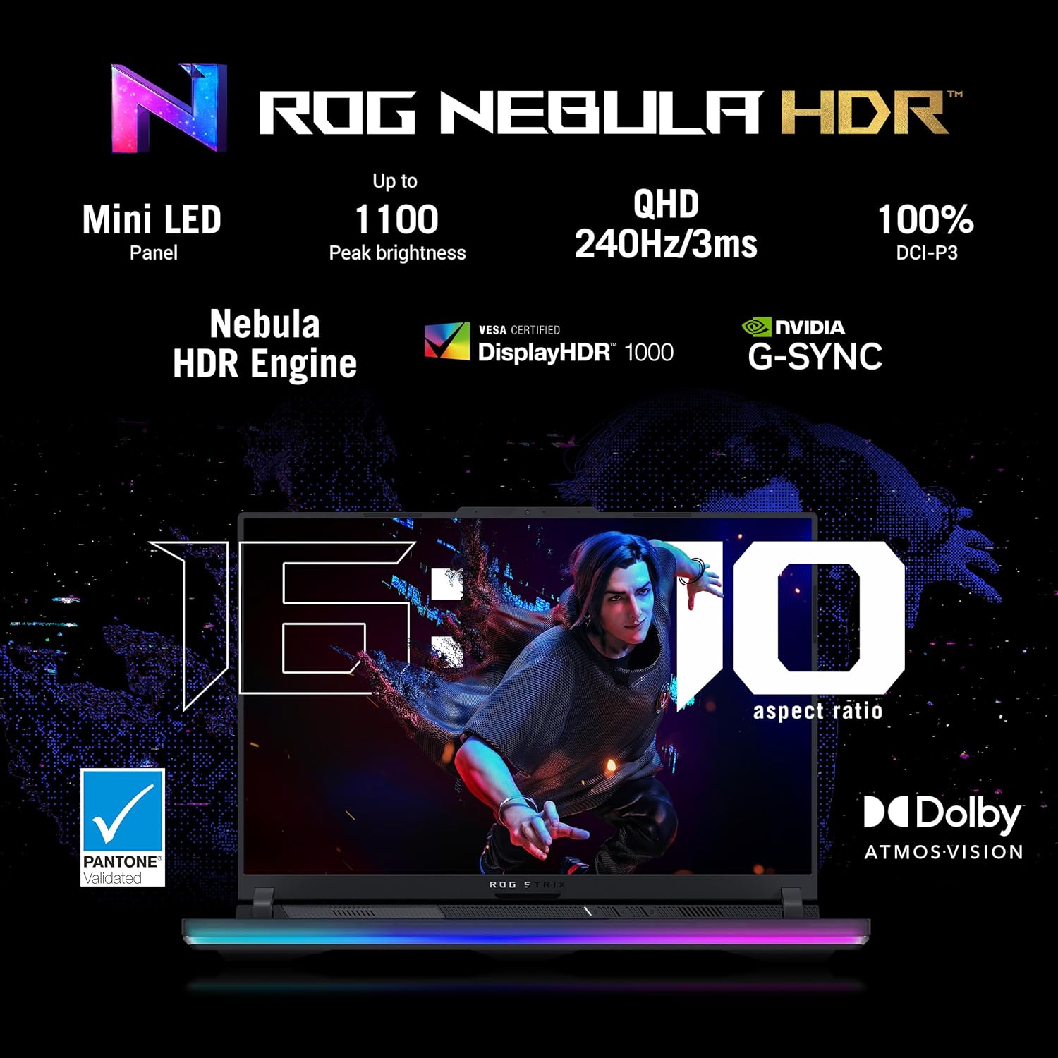 ASUS ROG Strix Scar 16 (2024), Intel Core™ i9 14900HX 14th Gen, 16"(40.64cm) 2.5K QHD+240Hz, Gaming Laptop (32GB DDR5/2TB SSD/16GB RTX 4090/Win11/Per-Key RGB/90WHr/Black/2.65Kg),G634JYR-RA001WS