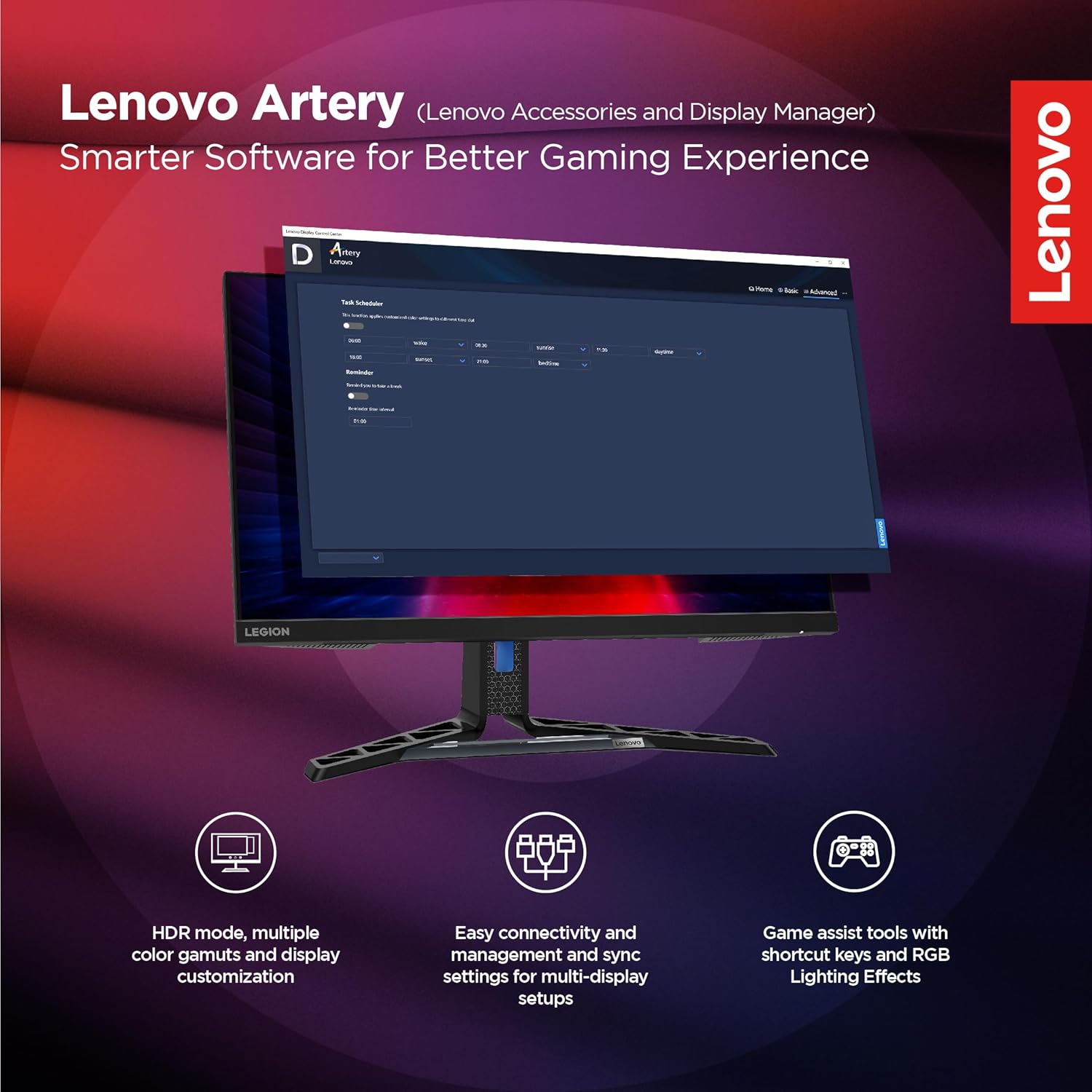 Lenovo Legion R27i-30 | 27 Inch (68.5cm) 165Hz LED Gaming Monitor | 0.5ms, AMD FreeSync, 99%sRGB, 90% DCI-P3, 3Wx2 Speaker, 2xHDMI 2.1,1xDP| Tilt, Swivel, Pivot, Height Adjust Stand, Black, 67B5GAC1IN