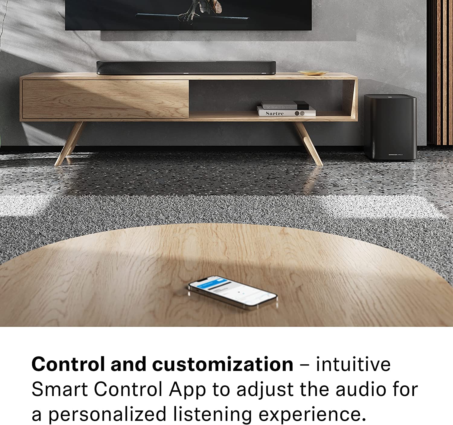 Sennheiser AMBEO Soundbar Plus (400W) with AMBEO Subwoofer (350W), Immersive 3D Audio for TV, Movies & Music, Virtual 7.1.4 Speaker Setup, Multiple Connectivity,Alexa Built-in,Dolby Atmos,2Y Warranty