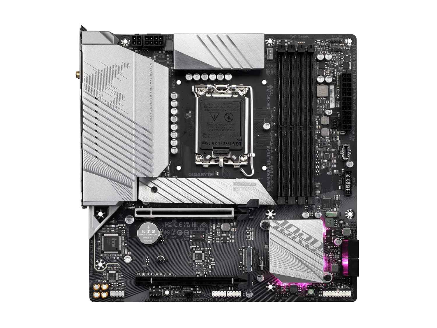 GIGABYTE B760M AORUS Elite AX (LGA 1700/ Intel/ B760/ M-ATX/ DDR5/ Dual M.2/ PCIe 4.0/ USB 3.2 Gen2X2 Type-C/Intel Wi-Fi 6E/ 2.5GbE LAN/Q-Flash Plus/PCIe EZ-Latch/Gaming Motherboard)