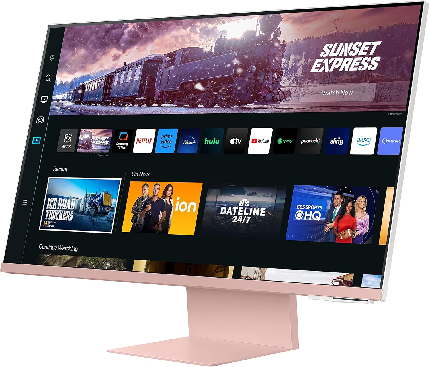 Samsung 32-inch(80cm) M8 4K UHD Smart Monitor, Mouse & Keyboard Control, HAS, Pivot, Type-C, Smart TV apps, Office 365, Dex, Apple Airplay, BT, IOT, Speakers, Remote (LS32CM80PUWXXL, Pink)