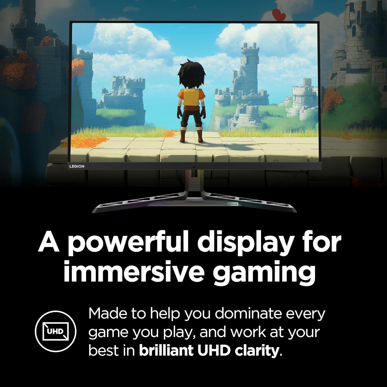 Lenovo Legion Y32p-30 Monitor - Gaming Monitor - 31.5" UHD IPS Display - 144Hz - DisplayHDR™ 400 - AMD FreeSync™ Premium - 0.2ms MPRT - Raven Black - NearEdgeless Design