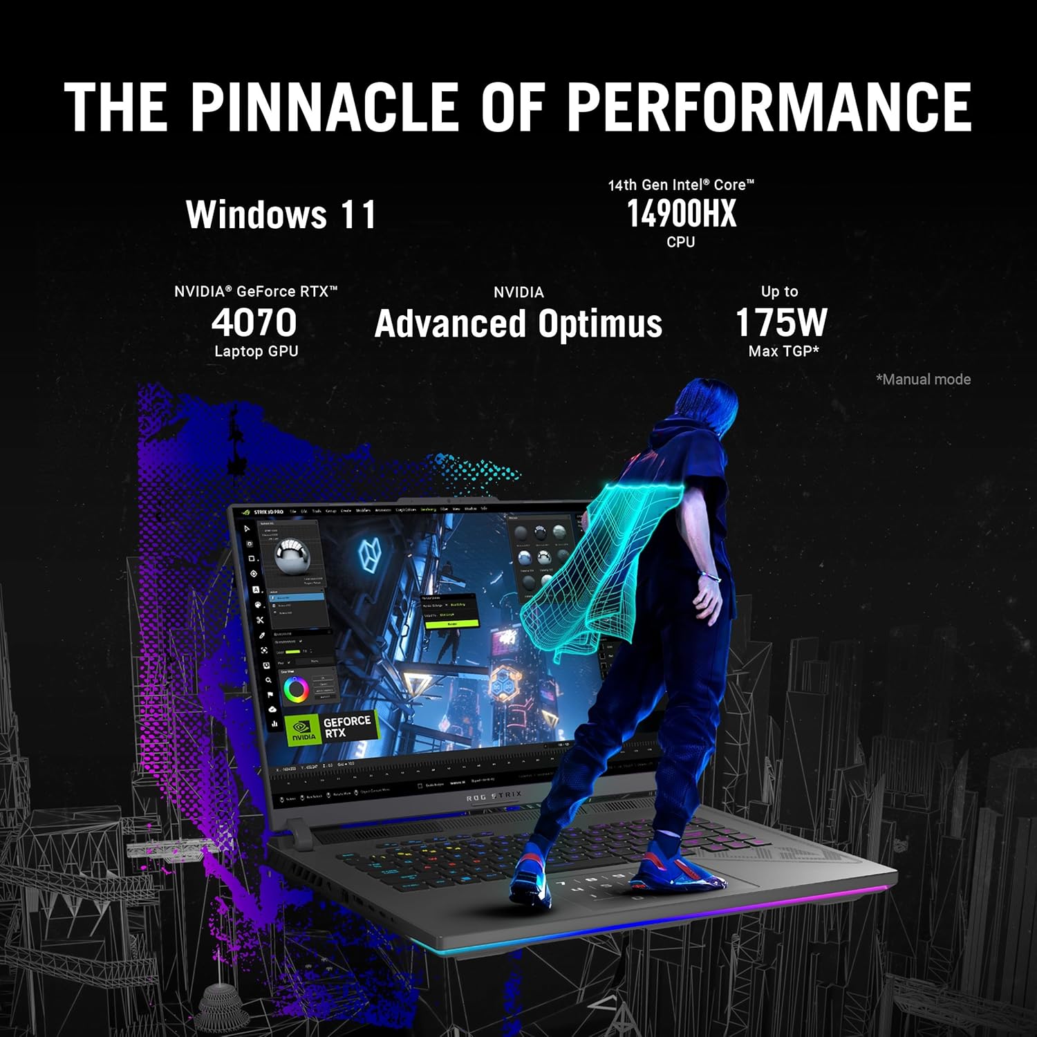 ROG Strix G16 (2024), 16 "(40.64cm) QHD+ 240Hz, Intel Core i9 14900HX, Gaming Laptop (16GB DDR5/1TB SSD/NVIDIA GeForce RTX 4070 /Windows 11/Office 2021/Eclipse Gray/2.50 Kg), G614JIR-N4062WS
