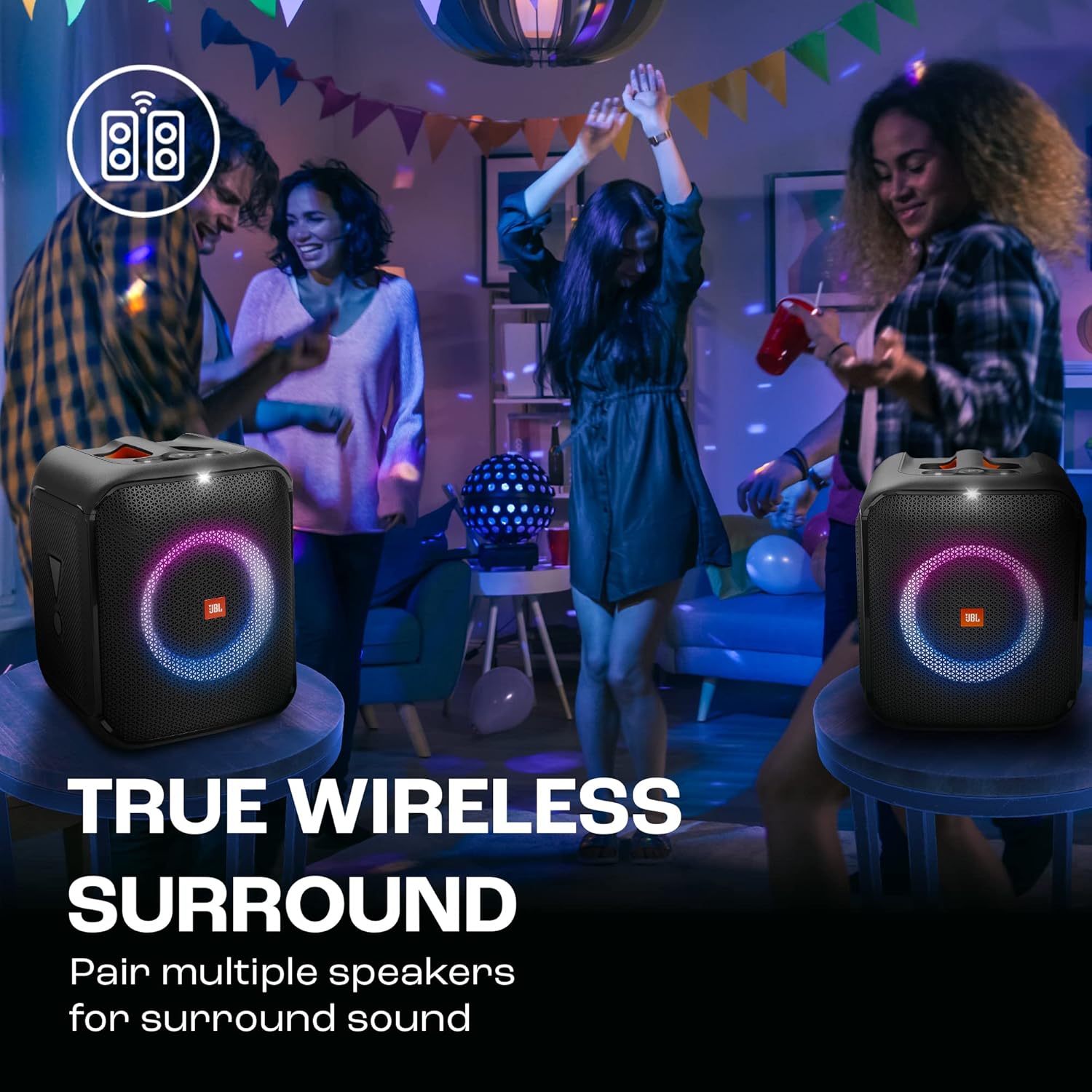 JBL Partybox Encore Essential | Portable Bluetooth Party Speaker | 100W Monstrous Pro Sound | Dynamic Light Show | Upto 6Hrs Playtime | Built-in Powerbank | Mic Support PartyBox App (Black) - Zapnet.in