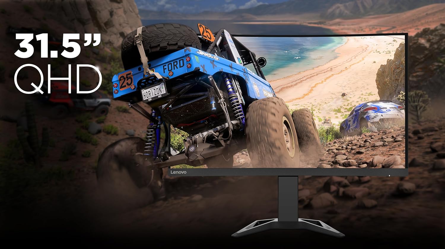 Lenovo G-Series Curved 32 Inch (81.3Cm) 2560X1440 2K Gaming Monitor |165Hz| 99% Srgb,1Ms,AMD Freesyncpremium| 2X3W Speakers,2Xhdmi 2.0|Dp,Height Adjust Tiltstand,Vesa Mount,Raven Black,G32Qc-30-Lcd