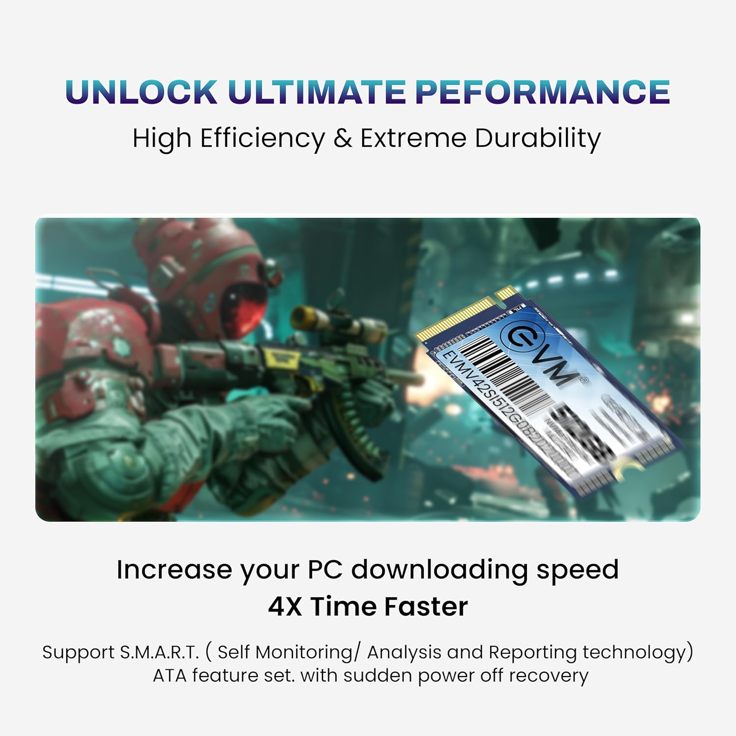 EVM 512GB M.2 (2242) NVMe InternalSSD - 2000MB/s Read - Ideal for Compact Machines - 5-Year Warranty (EVMNV42/512GB)