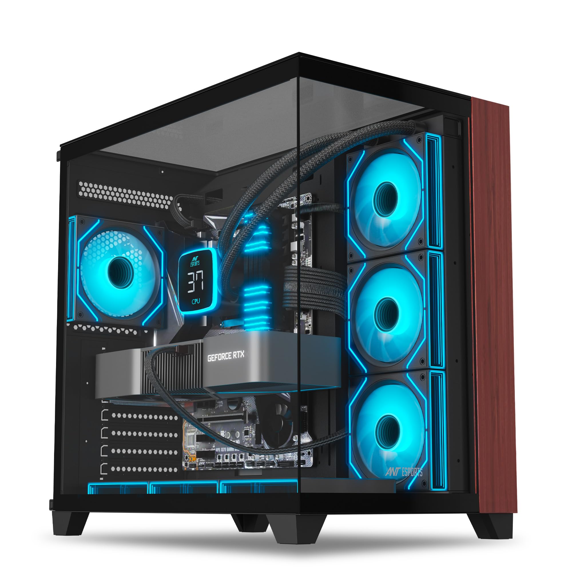 Ant Esports Crystal Z2 Mid-Tower Computer Case/Gaming Cabinet – Black | Support Micro-ATX, Mini-ITX | Pre-Installed 3 ARGB Infinity Mirror Fans